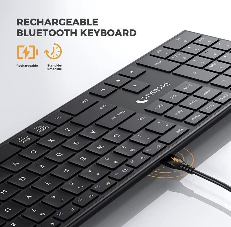 Left-Handed Wireless Keyboard Bluetooth 2.4G Ultra-Thin Rechargeable Silent