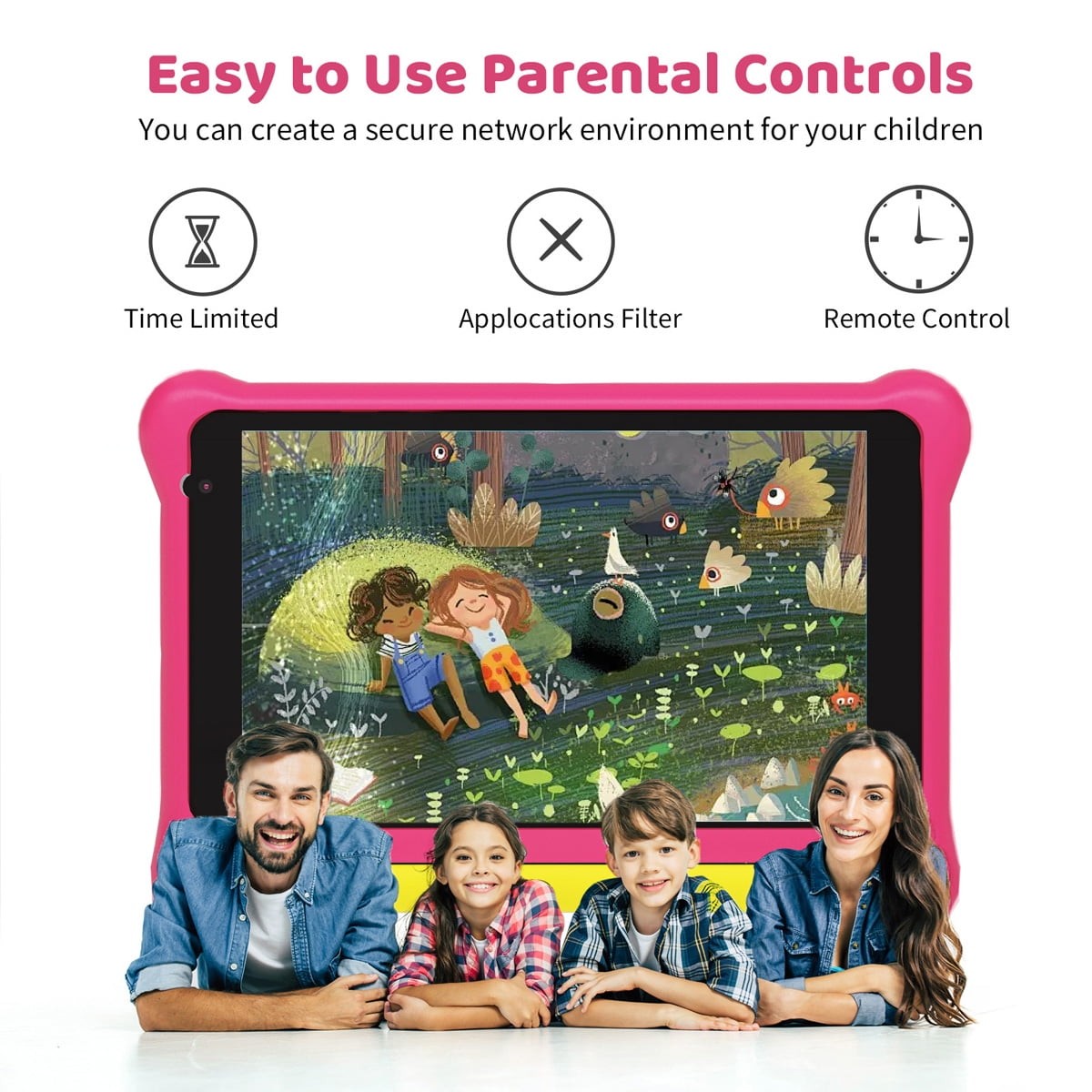 7″ Kids Learning Tablet Bundle – Headphones, Stylus Bag,5GB RAM 32GB ROM-Pink