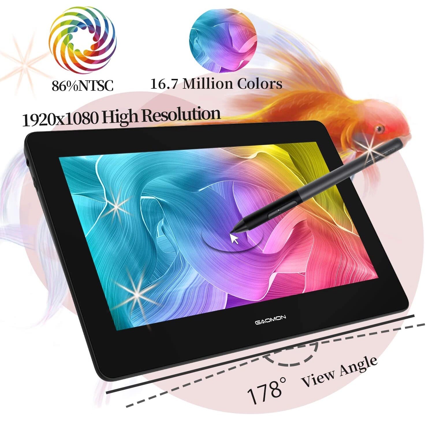 GAOMON PD1220 Drawing Tablet With Screen Full-laminated Battery-free Pen Display
