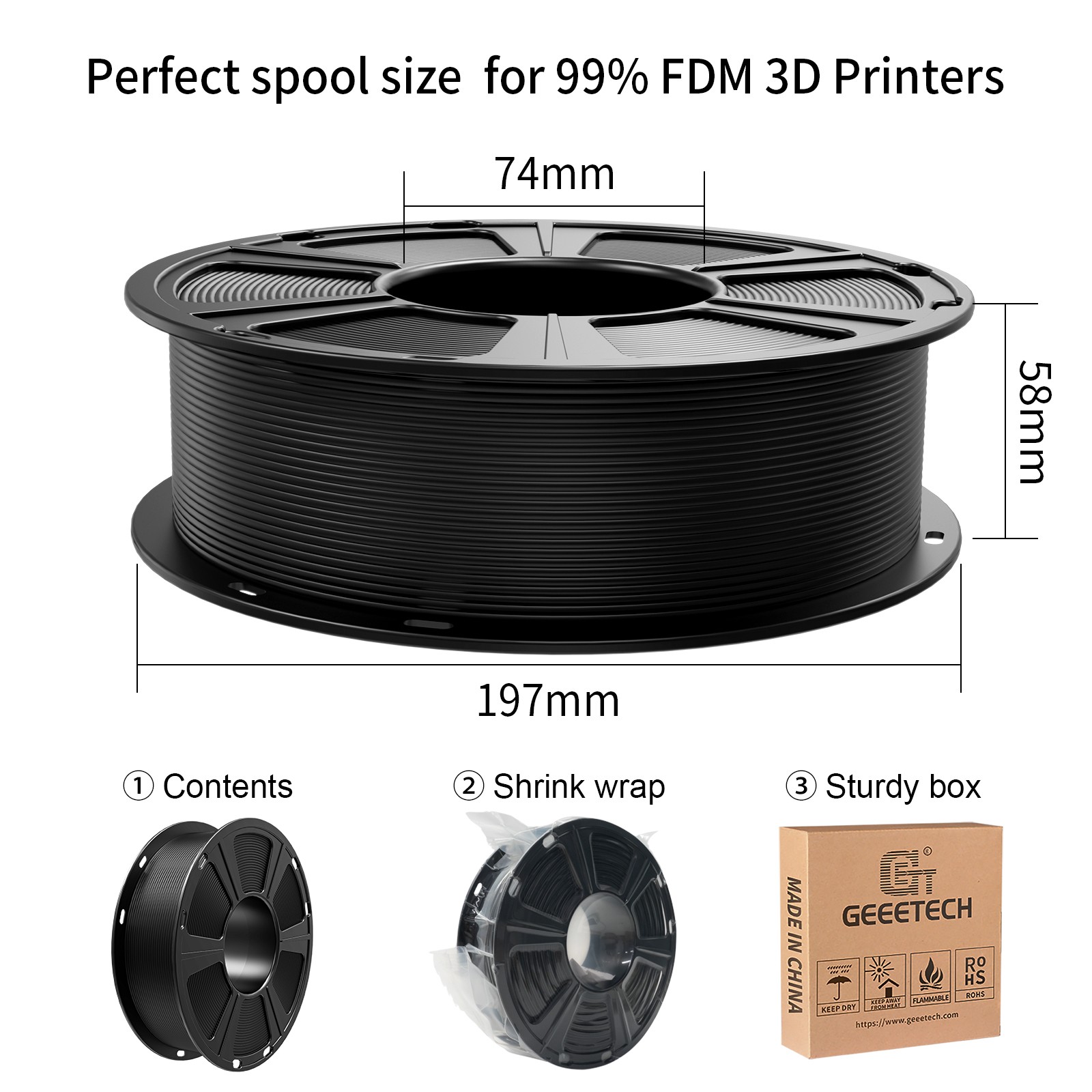 【Buy 6 Get 4 Free!Add 10】GEEETECH 3D Printer Filament PLA /ABS+/PETG/TPU 1KG