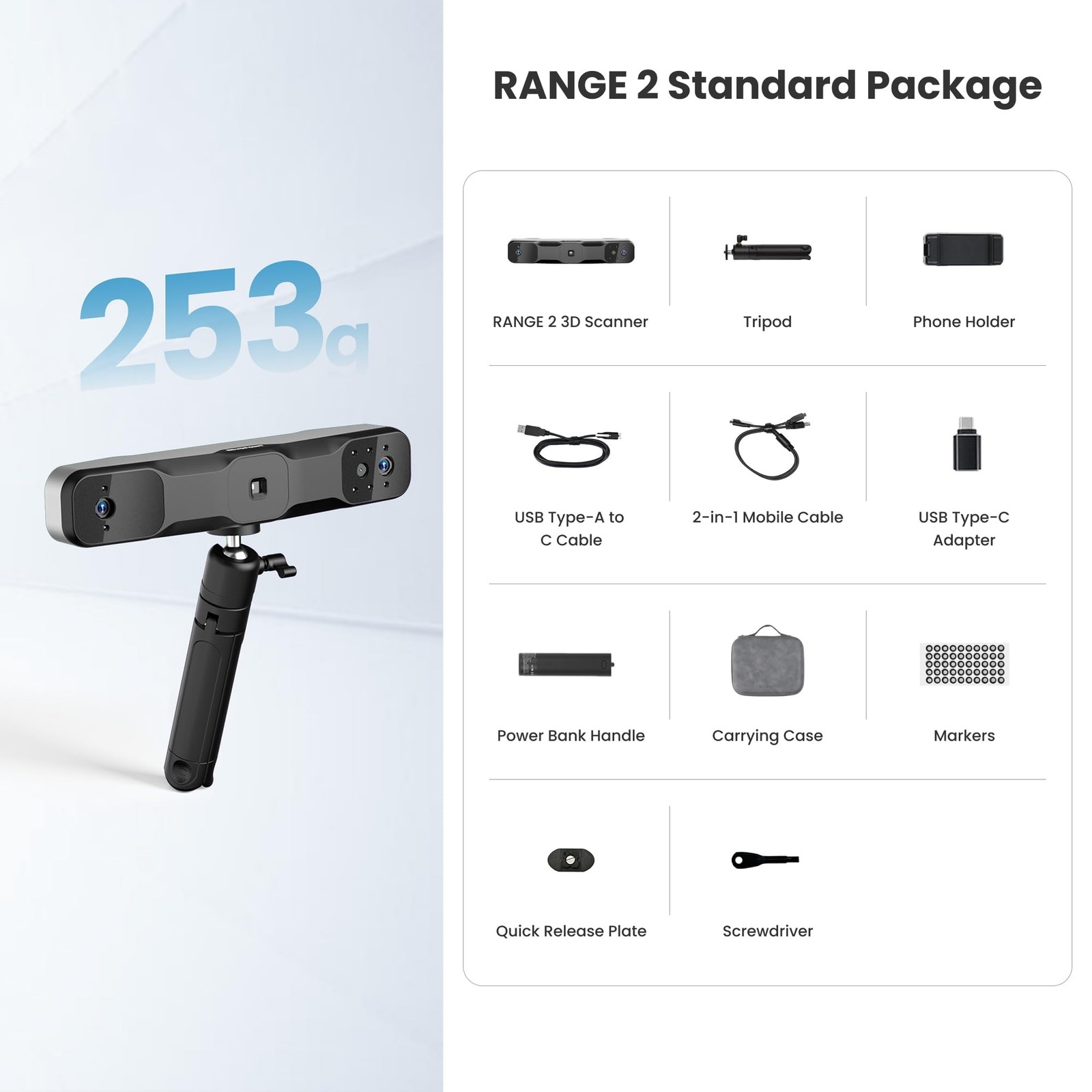 Revopoint Range 2 3D Scanner for 3D Printing Handheld, Full Color Model Scan,…