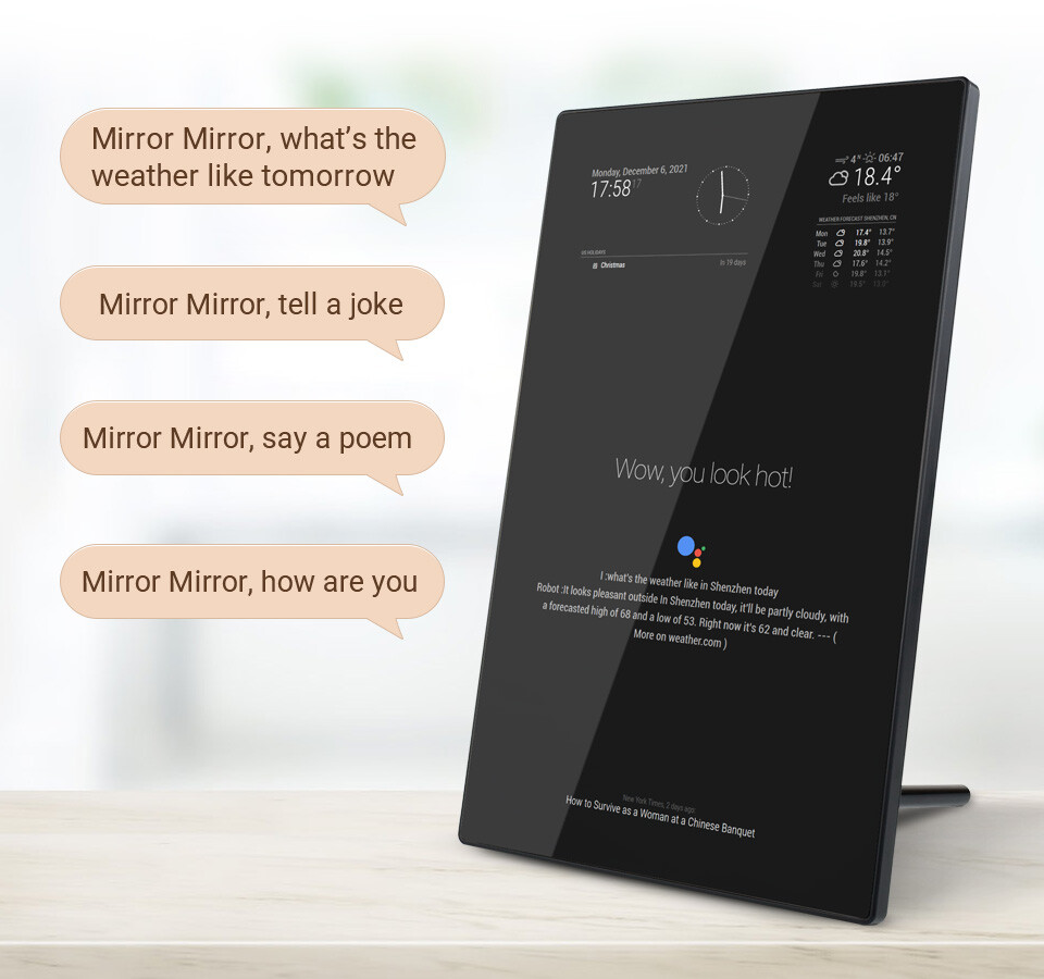 Waveshare 13.3inch CM4 Magic Mirror Mini-Computer Speech Assistant Touch Control