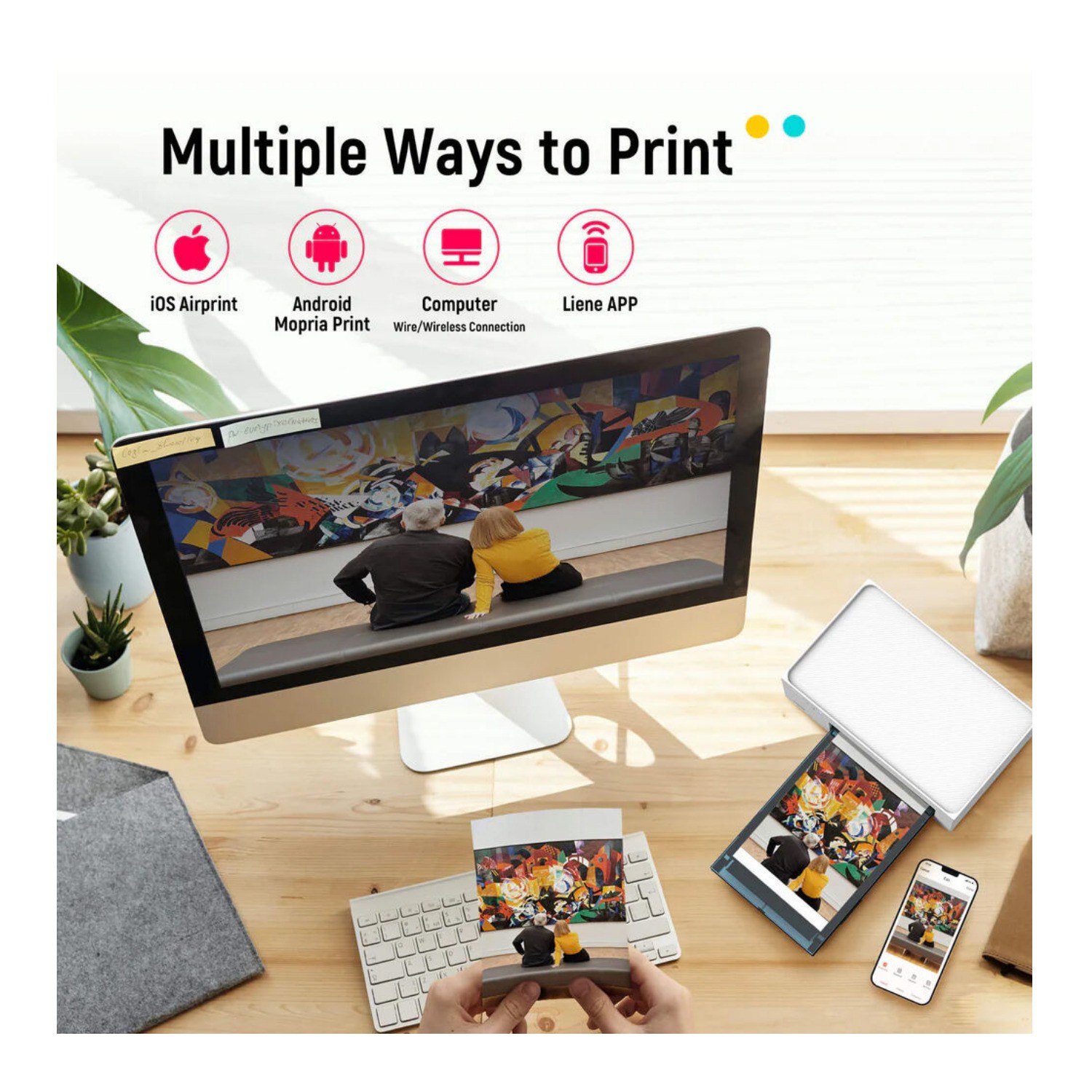 Liene M100 4×6 Portable Photo Printer with 3 Cartridges and 100 Sheets Bundle