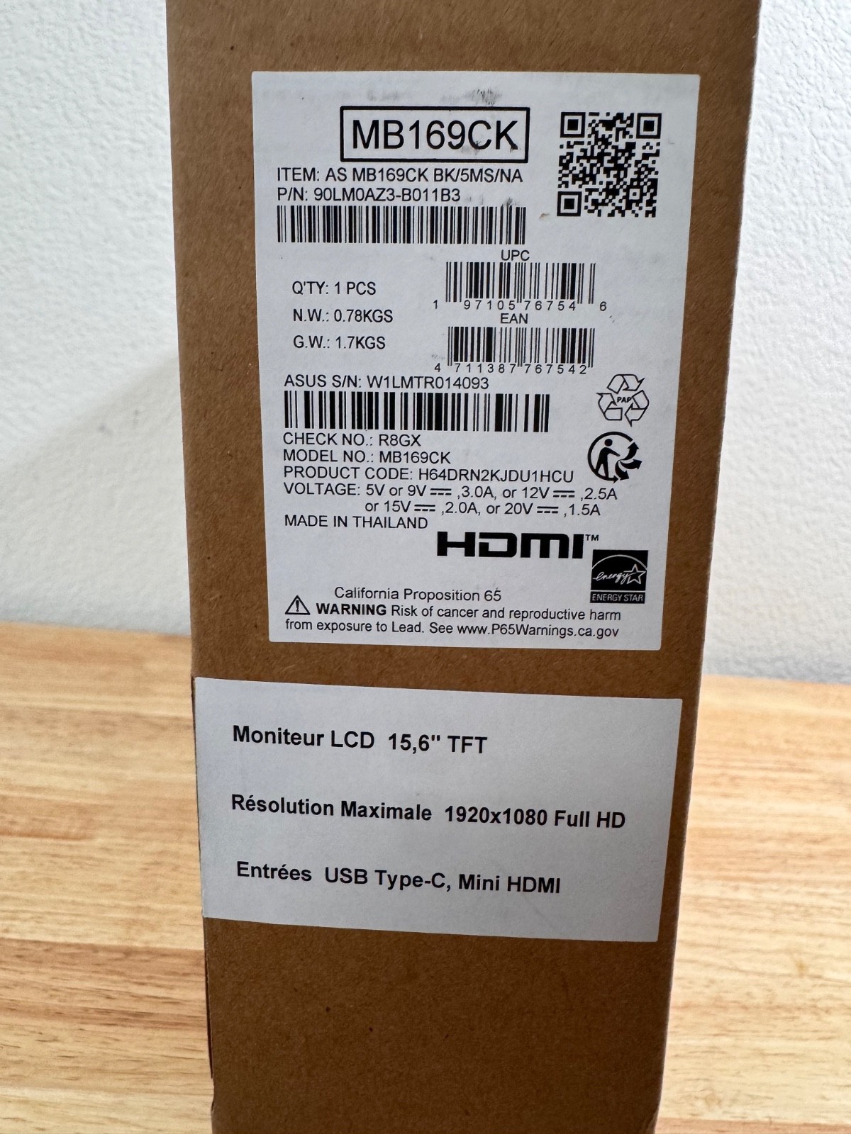 *Read* Asus ZenScreen MB169CK 16″ Full HD LED Monitor 16:9 *NEW -See Box*