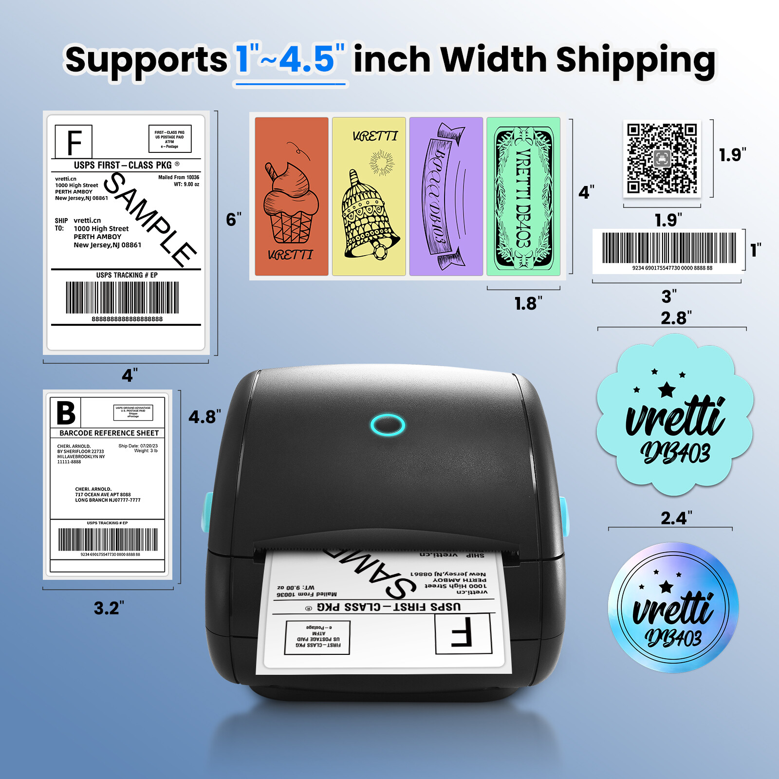 VRETTI Bluetooth Thermal Shipping Label Printer 4×6 POSHMARK ETSY EBAY MERCARI