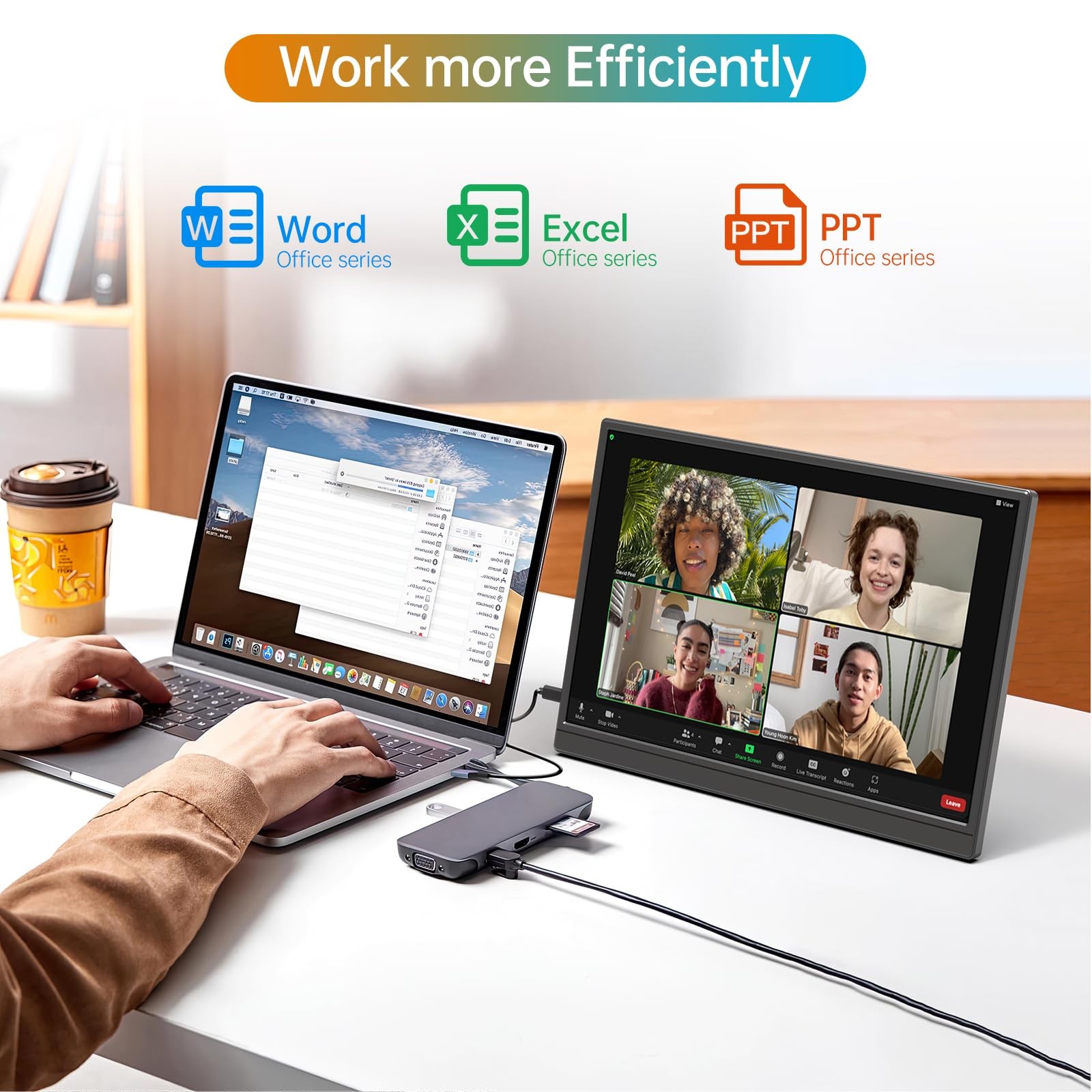 Portable Monitor 16.0inch FHD 1920 * 1200P USB C HDMI Ultra-Slim IPS Travel D…