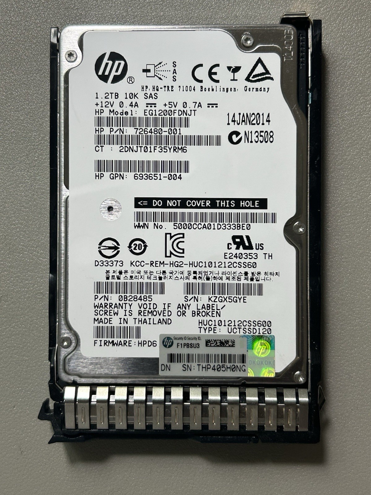 HP EG1200FDNJT HDD 1.2TB SAS 6Gb/s 2.5″ 726480-001 512 b/s ,718292-001.