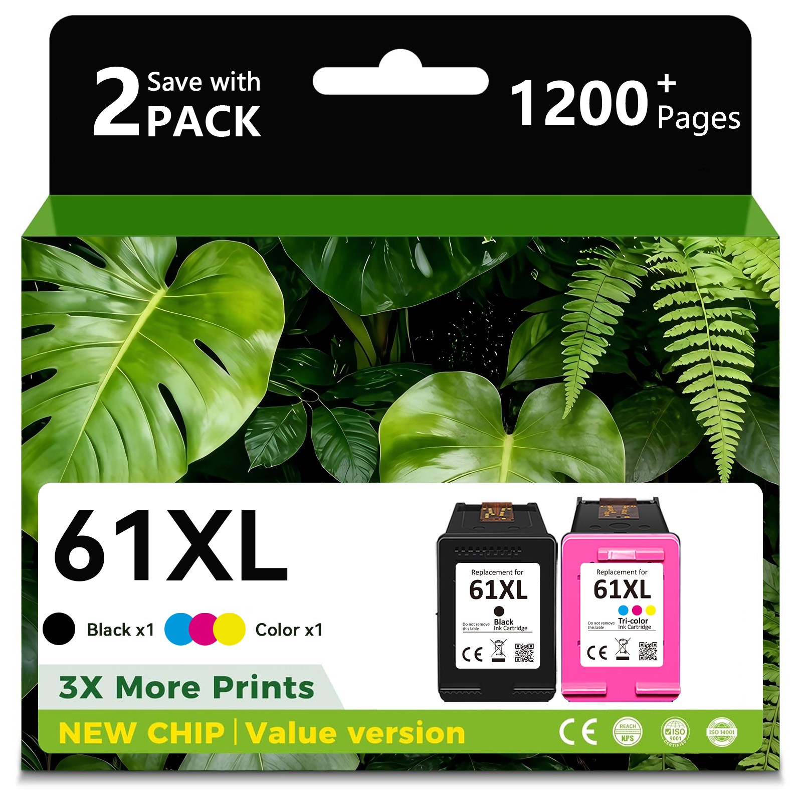 #61XL XXL CH563WN Black CH564WN Color Ink For HP ENVY 4500 4501 4502 4504 5530