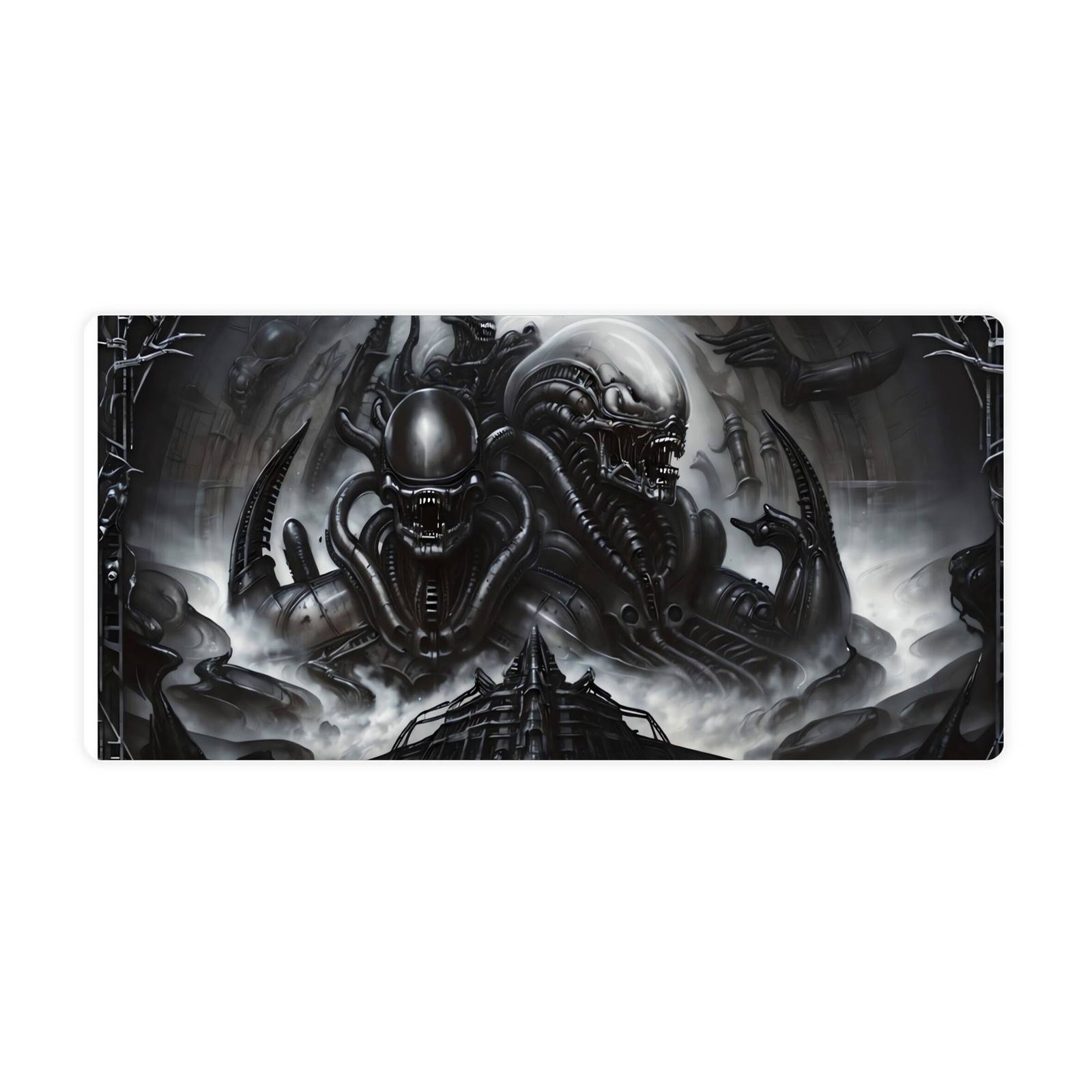 A Lively Desk Mat Showcasing Giger’S Xenomorph Alien Artwork, Ideal for a Crea