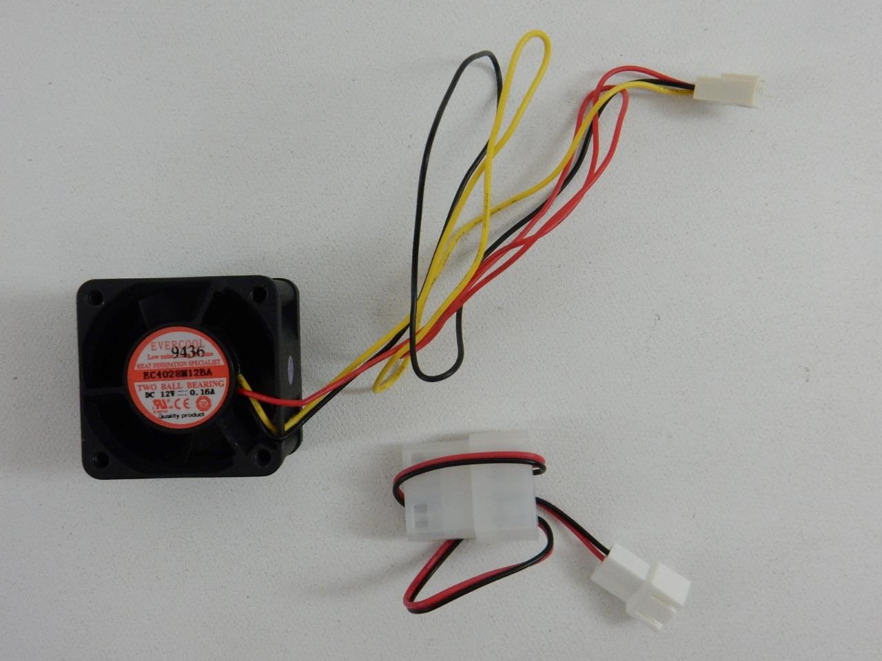 Evercool EC4028M12BA 40mm x 40mm x 27mm 3 pin Cooling Fan With Molex Adapter