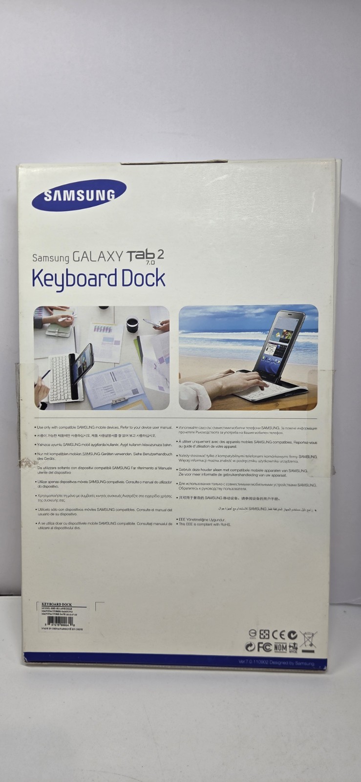 Samsung Galaxy Tab 2 7.0 Keyboard Dock (EKD-K11AWEGXAR) White Open Box