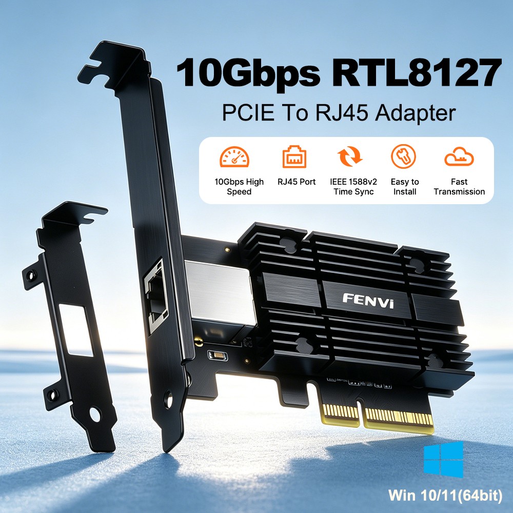 Realtek RTL8127 10Gbps PCIe x4 Ethernet Adapter Single RJ45 10 Gigabit LAN Card