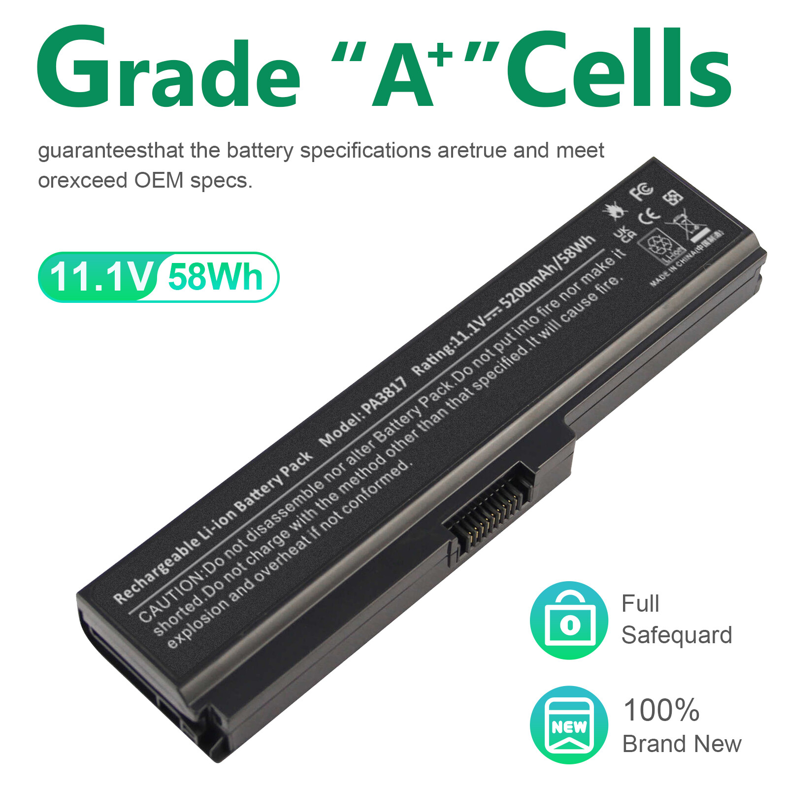 🧡LOT 100X PA3819U Battery for Toshiba A660 C655 PA3816U PA3817U PA3819U 5200mAh