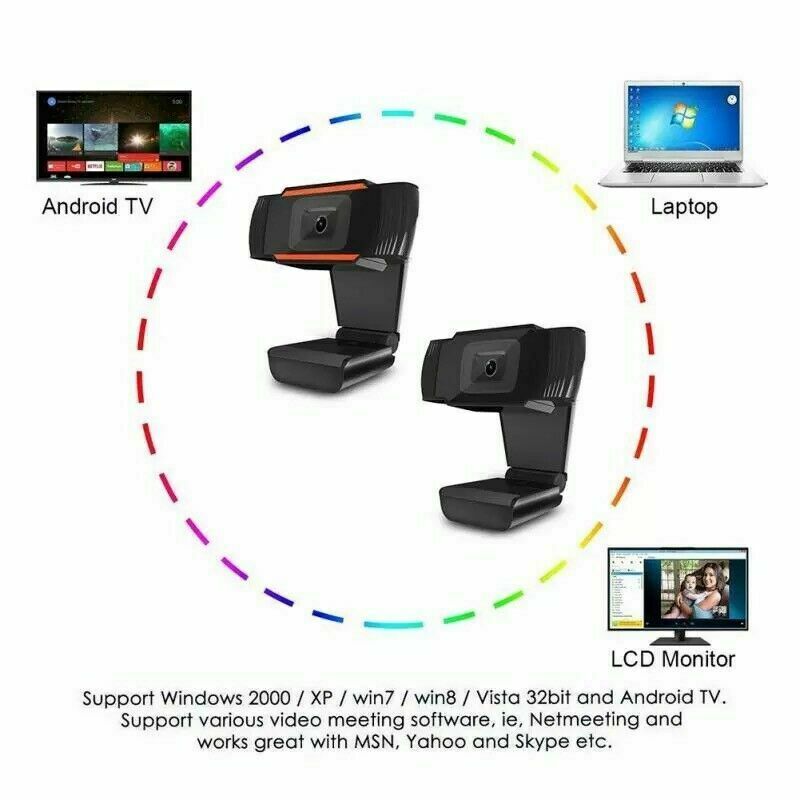 Wide angle USB Webcam Camera with mic for HP Dell Toshiba Acer computer PC