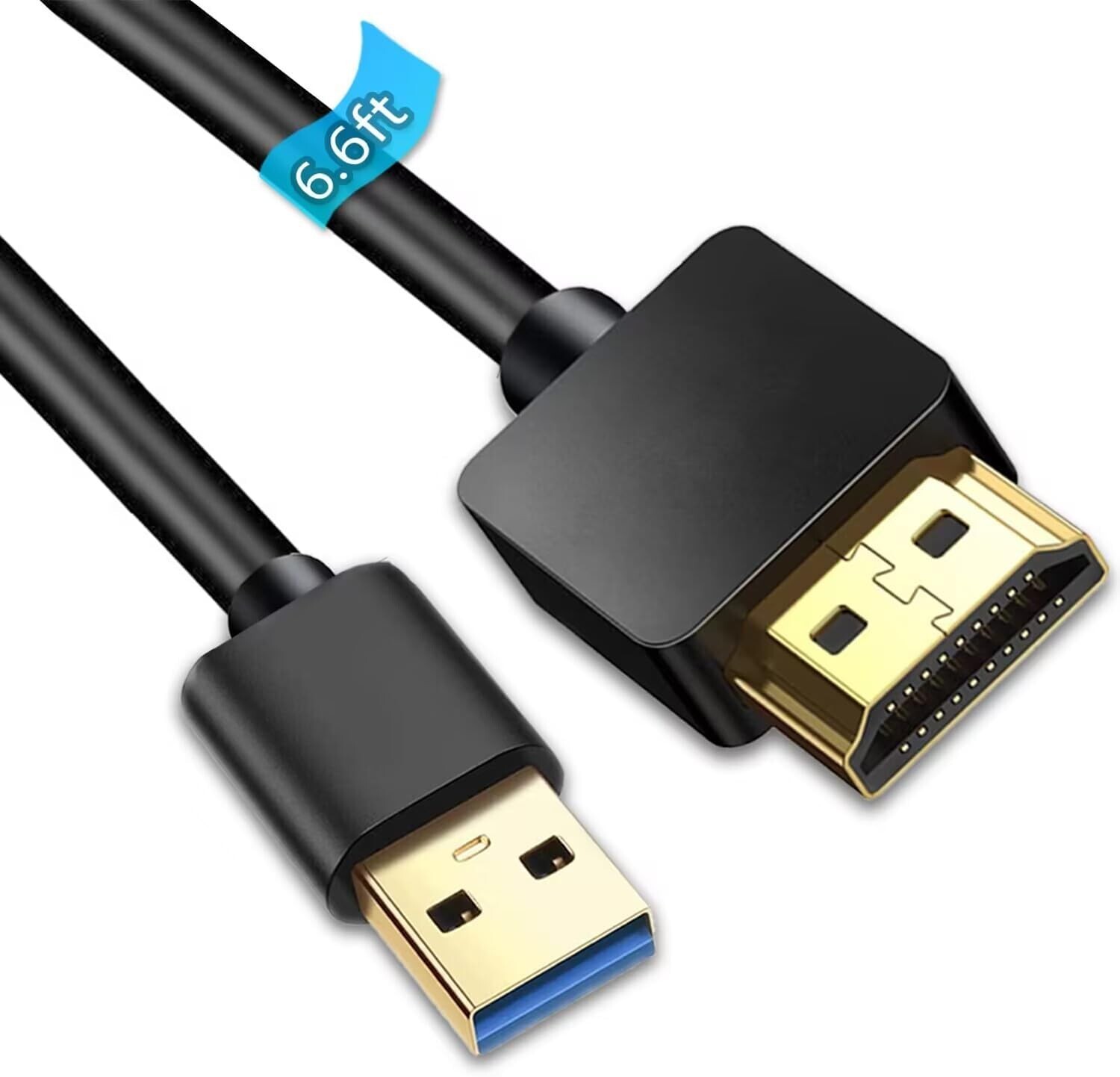 USB 3.0 to HDMI Male Cable – 6.6FT Adapter for Multi-Monitor Setup with Drivers