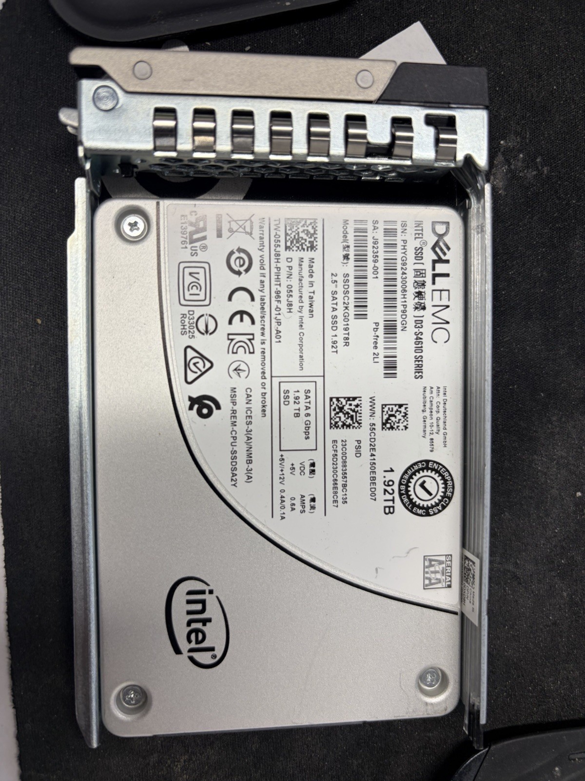 Dell Enterprise 55J8H Intel D3-S4610 SSDSC2KG019T8R 1.92TB SATA SSD Mixed Use