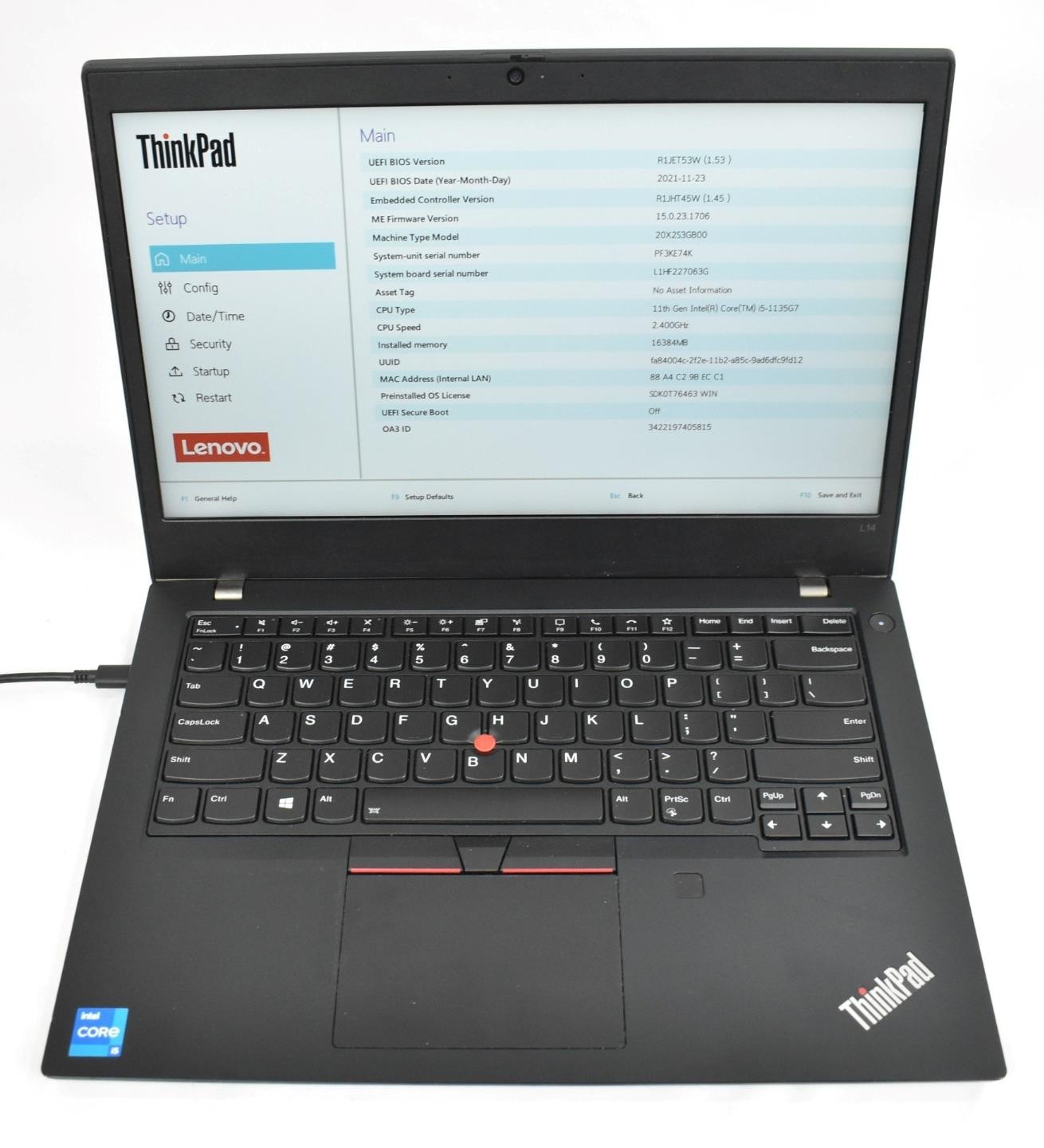 Lenovo Thinkpad L14 Gen 2 i5-1135G7 2.4GHz 16GB 256GB SSD 14″ No OS *See Detail