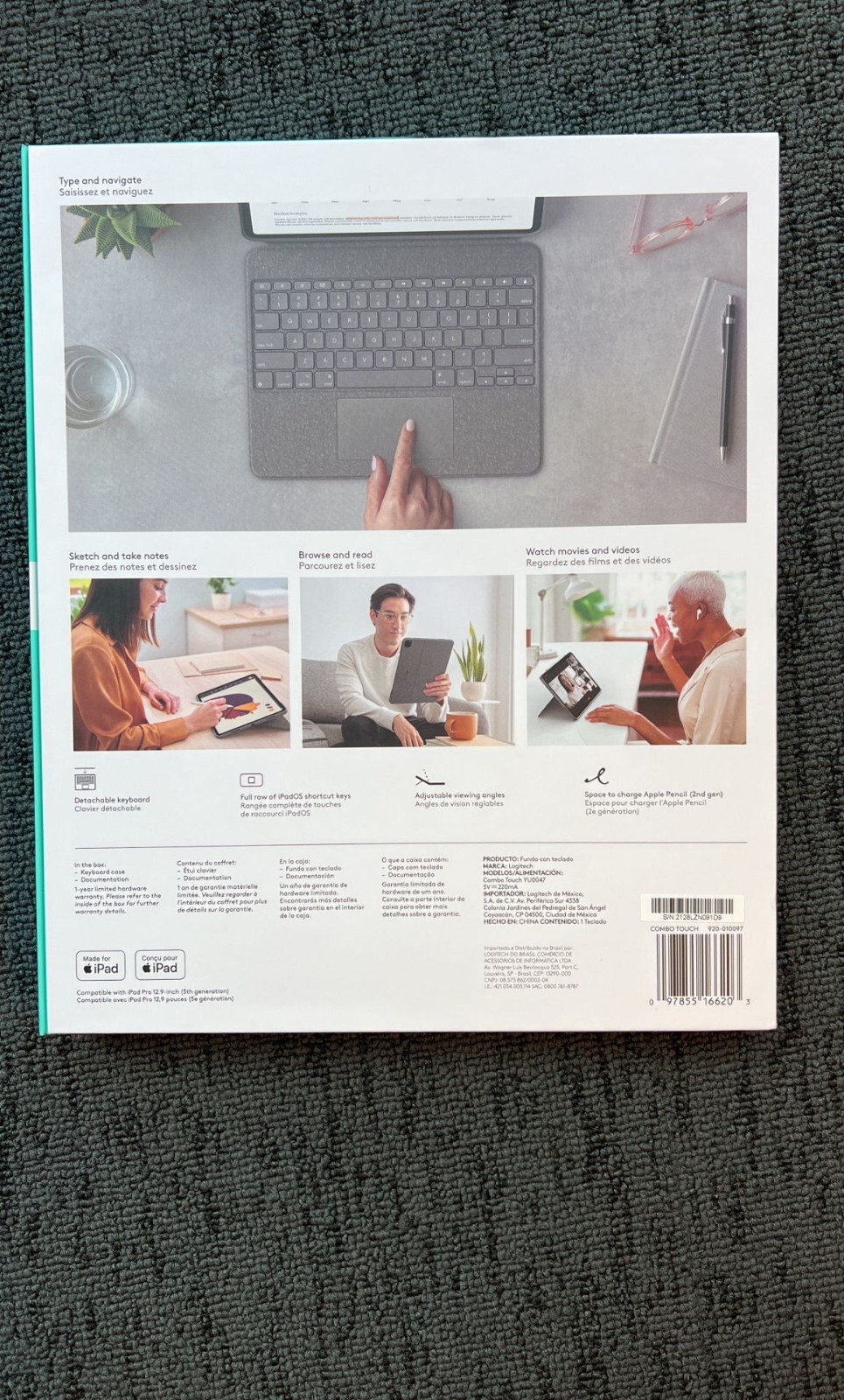 Logitech Combo Touch Keyboard Case for 12.9″ Apple iPad Pro 5th Gen. – Oxford Gr