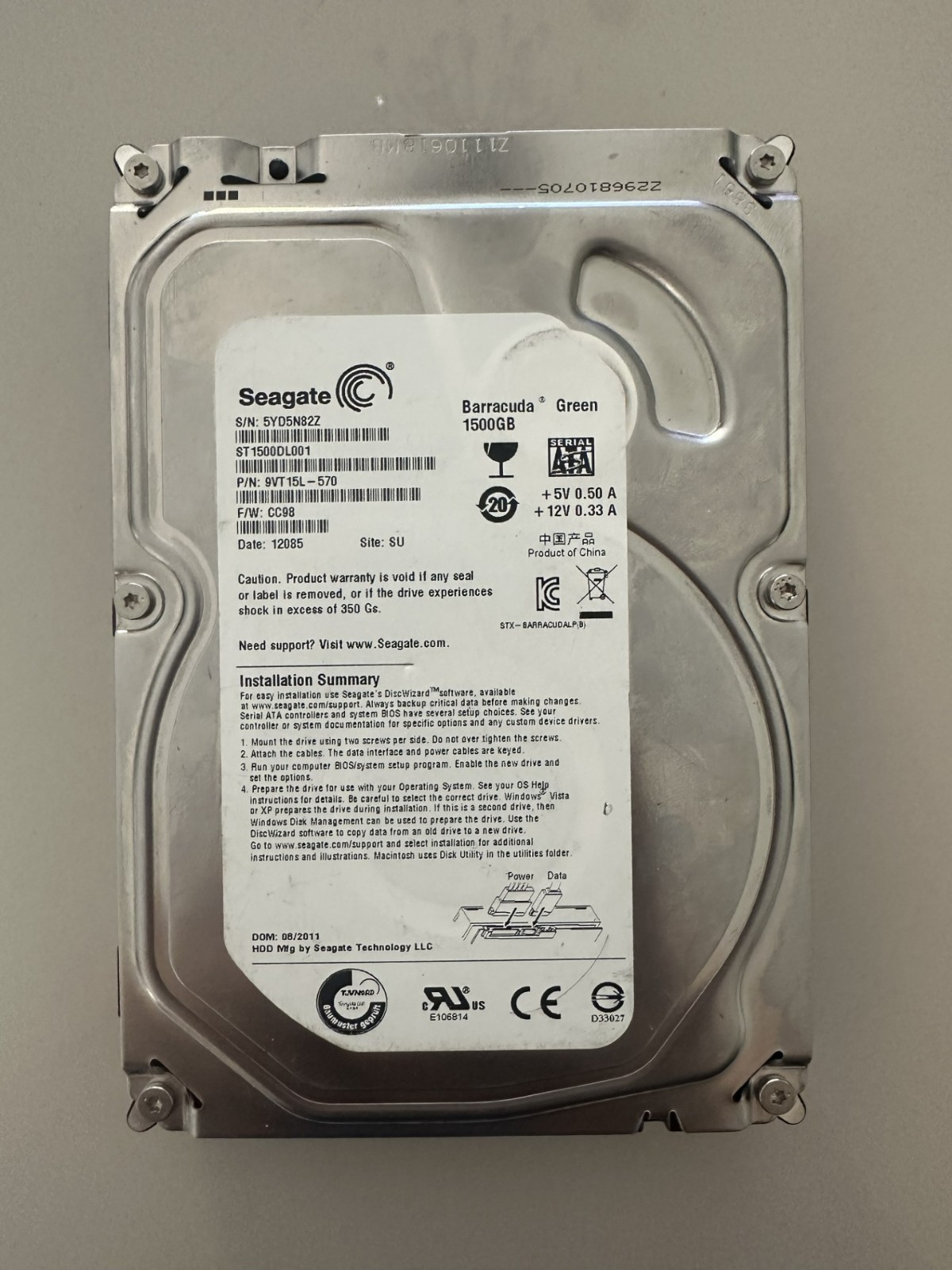 Seagate 1500 GB (1.5TB) hard drives. Untested. For PARTS/REPAIR