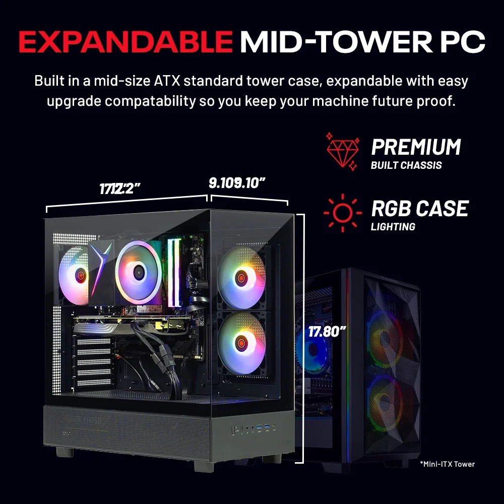 Skytech Gaming Azure 3 Gaming PC, AMD R5 5500, AMD RX 7600, 1TB, Win 11
