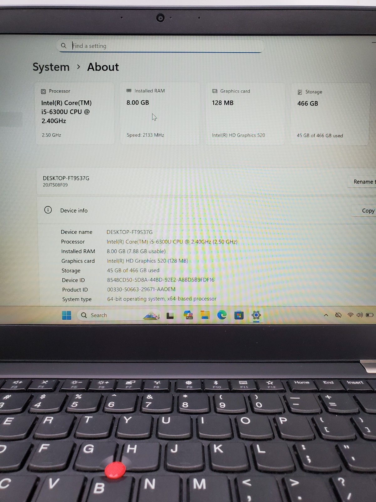 Lenovo ThinkPad T470S 14″ Core i5-6300U @ 2.40GHz 8GB RAM 512GB SSD Win 11 Pro