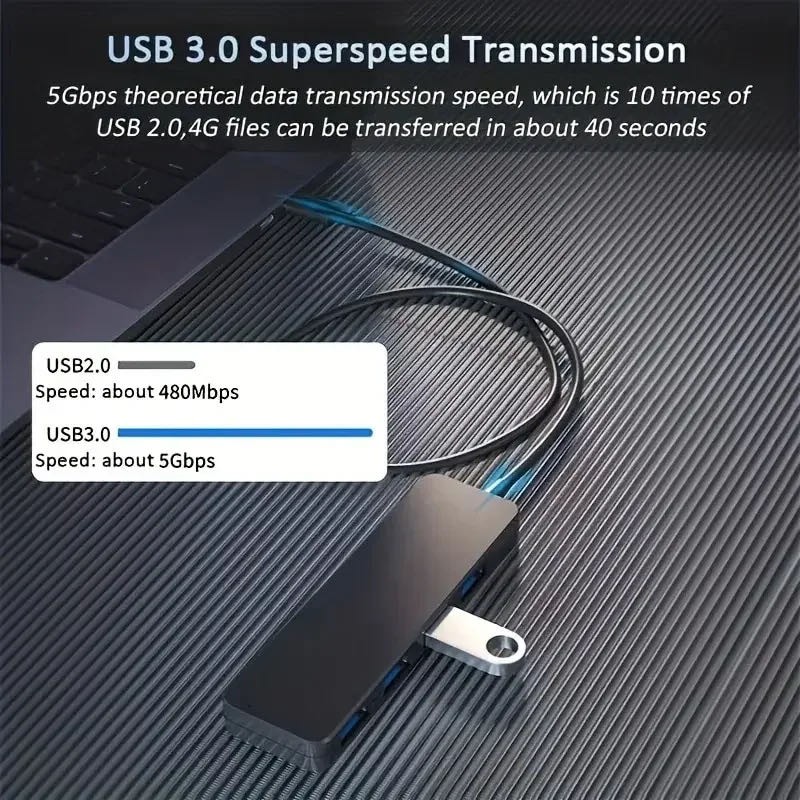 4 Port USB 3.0 Splitter Multi Adapter 5Gbps High Speed For PC Desktop Laptop LOT