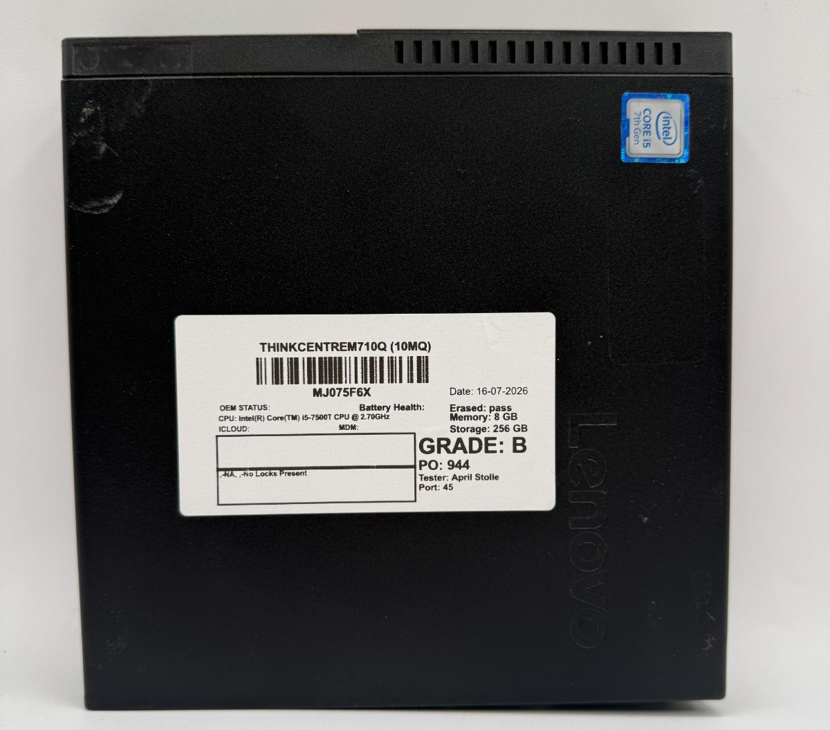Lenovo Think Centre M710Q | 8GB 256GB | i5-7500T 2.7GHz | Micro Desktop