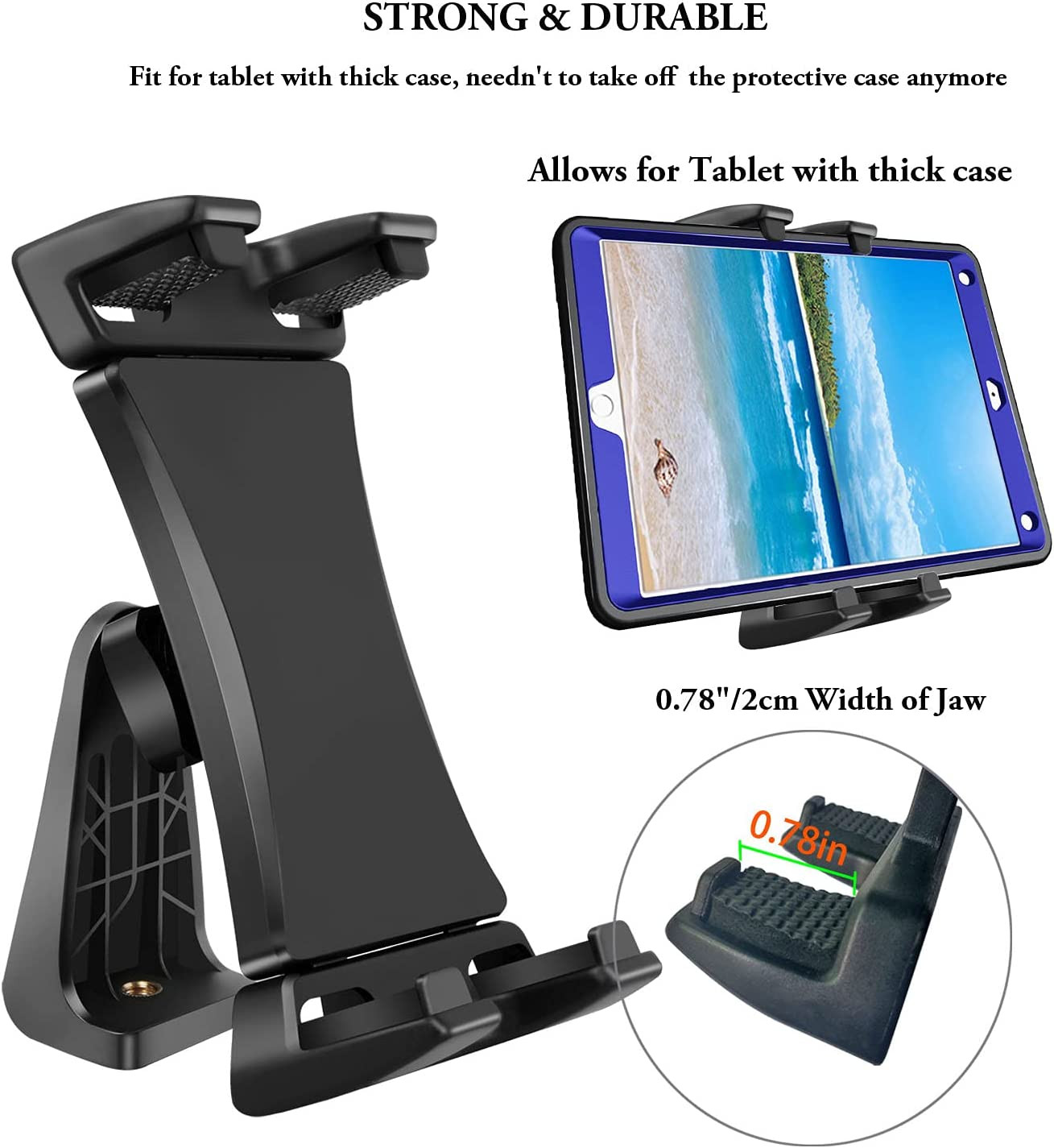 Ipad Tablet Tripod Mount Adapter 360 Degree Rotatable Universal Clamp Holder wit