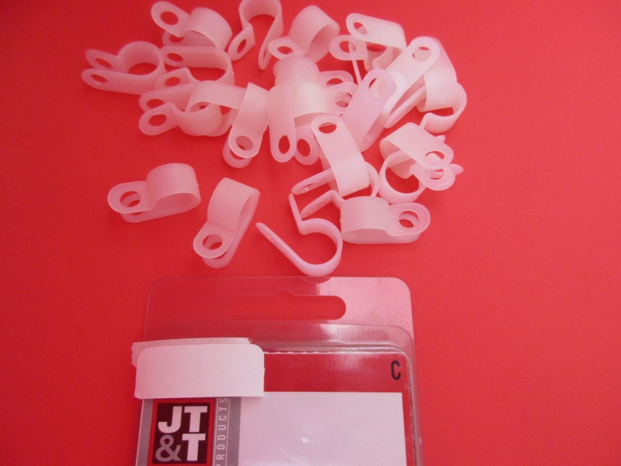 100 pk White Nylon Wire CABLE CLAMPS 1/4 Inch JT&T R-Type Fastners 4602c Made US