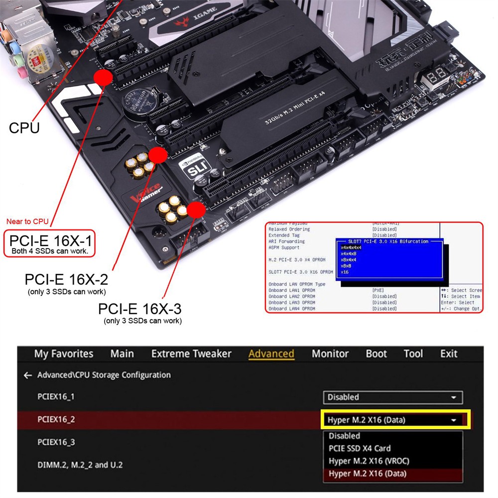 CY External MCIO 8i SFF-TA-1016 to PCI-Express 8x VROC Adapter for Mainboard SSD