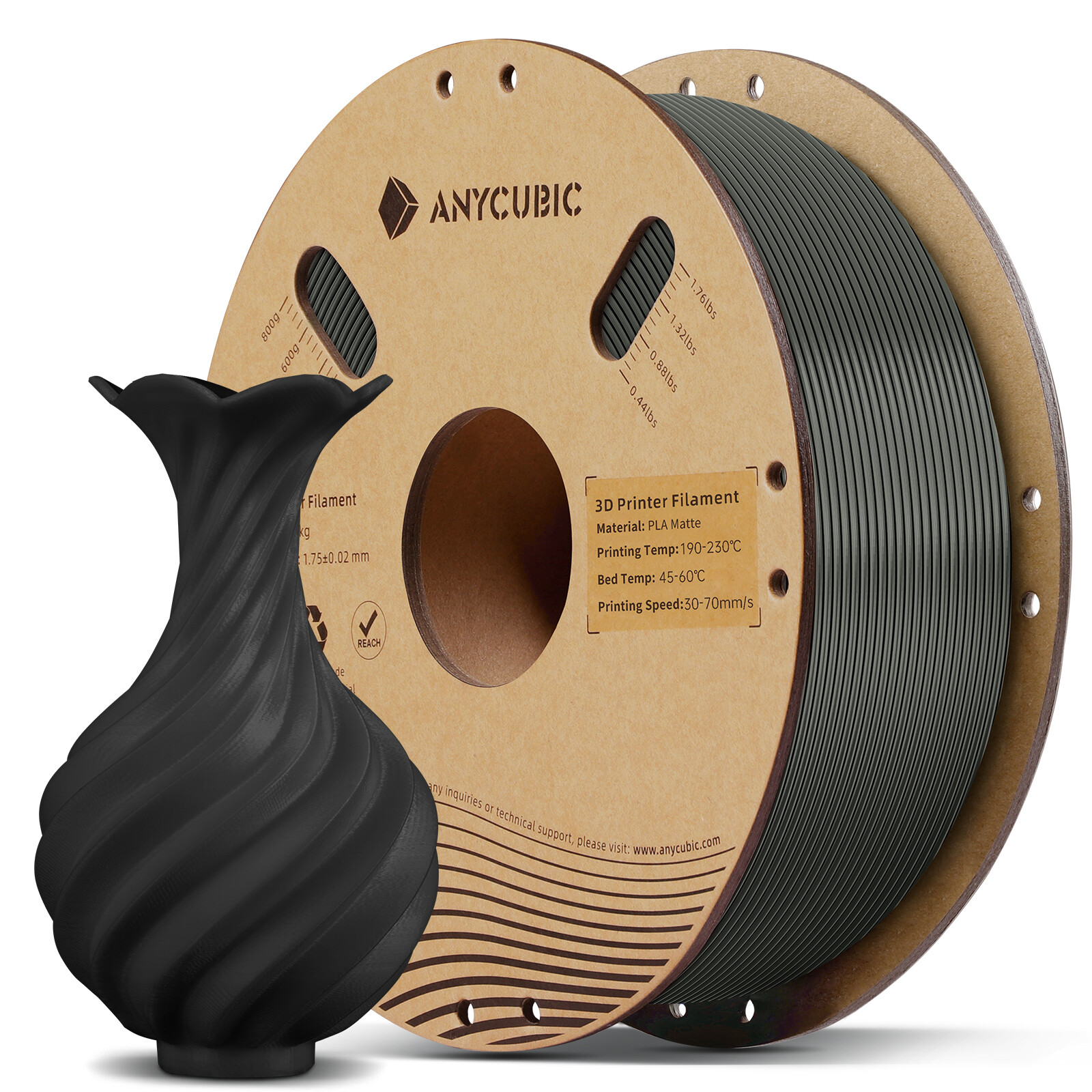ANYCUBIC Matte PLA Filament FDM 3D Printing 1.75mm Dimensional Accuracy Lot