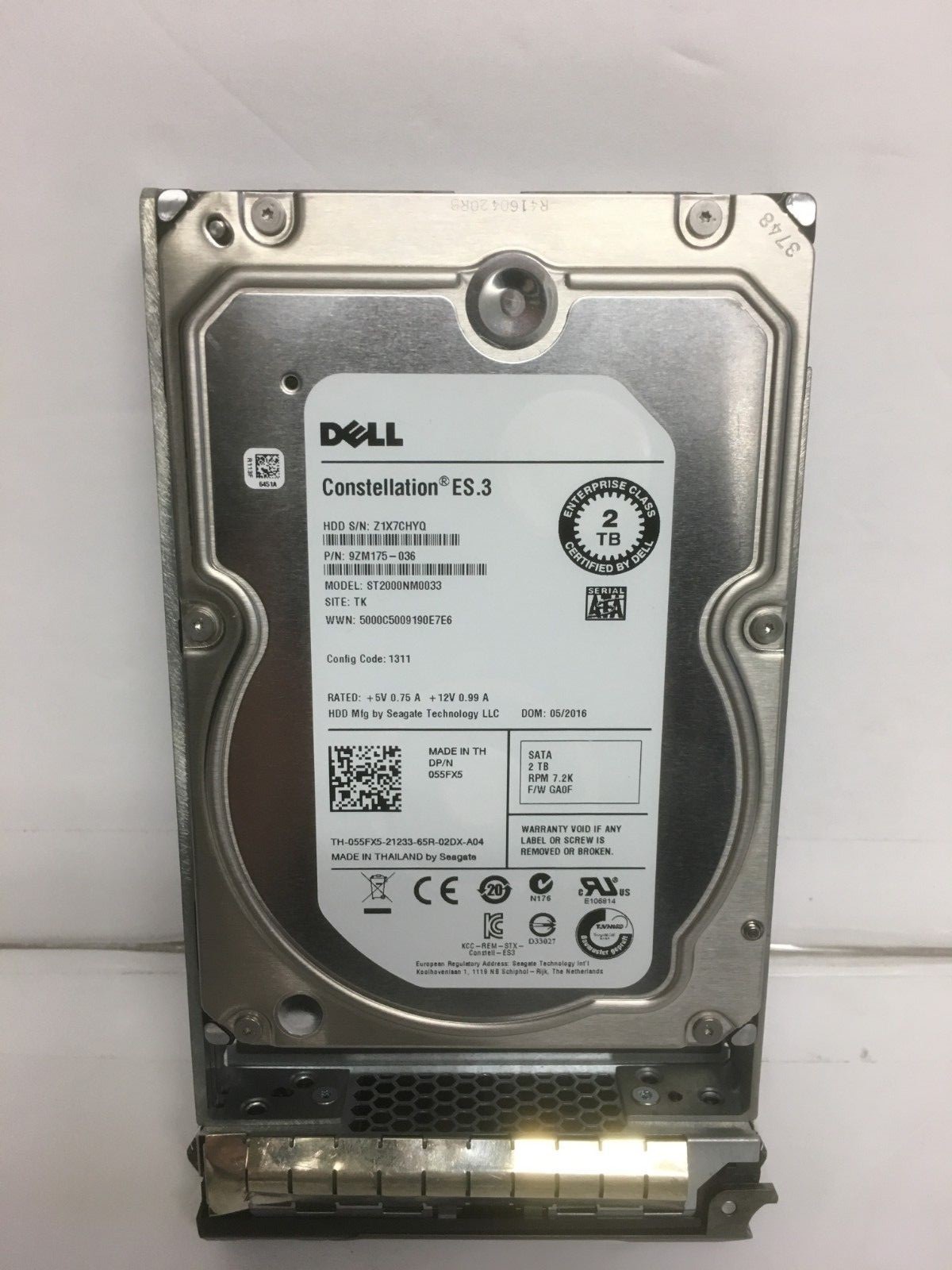 DELL 55FX5 2TB 6G 7.2K 3.5 SATA HDD ST2000NM0033 055fx5 9zm175-036 warranty