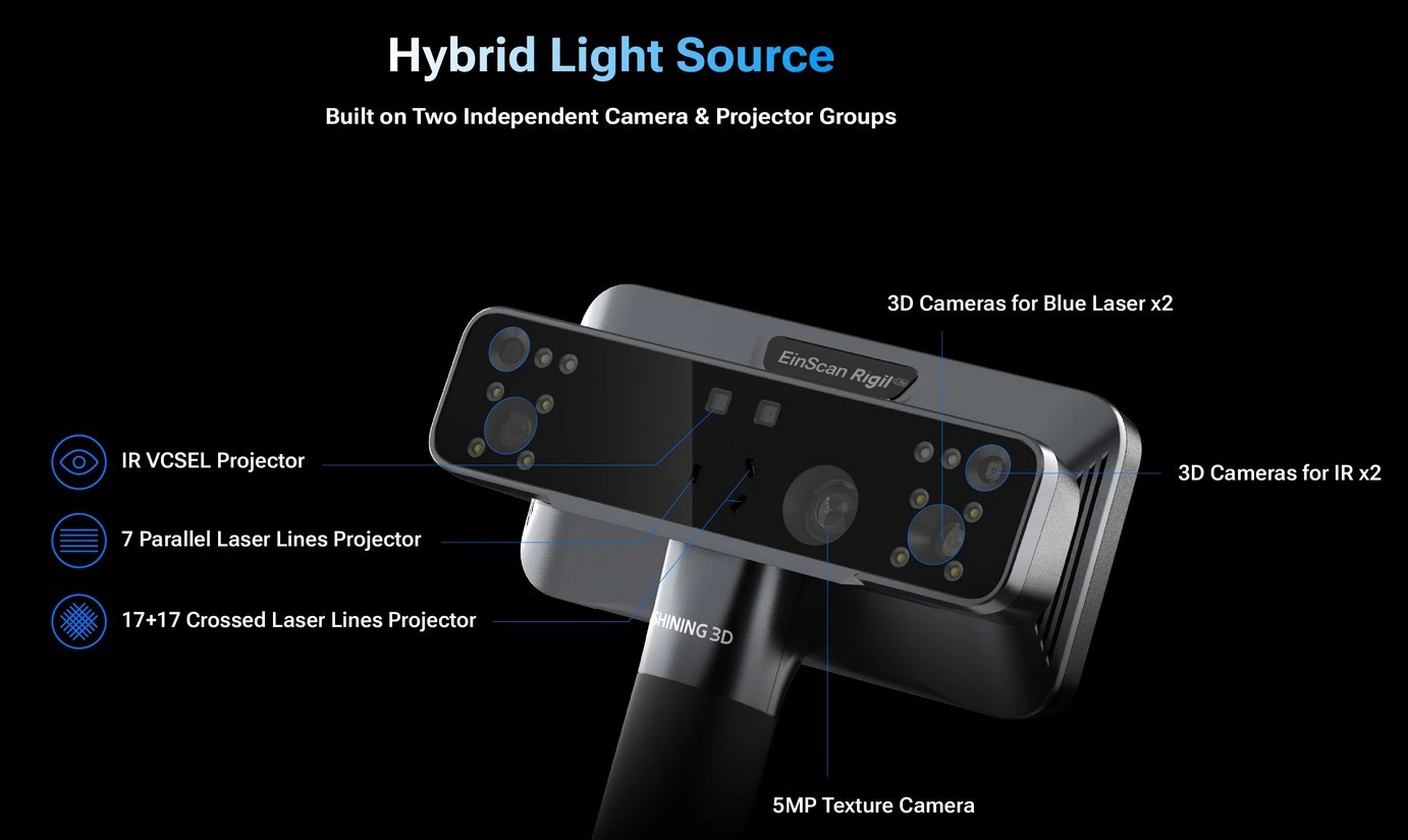 EinScan Rigil Lite Handheld 3D Scanner Wireless Laser IR Full Color CAD