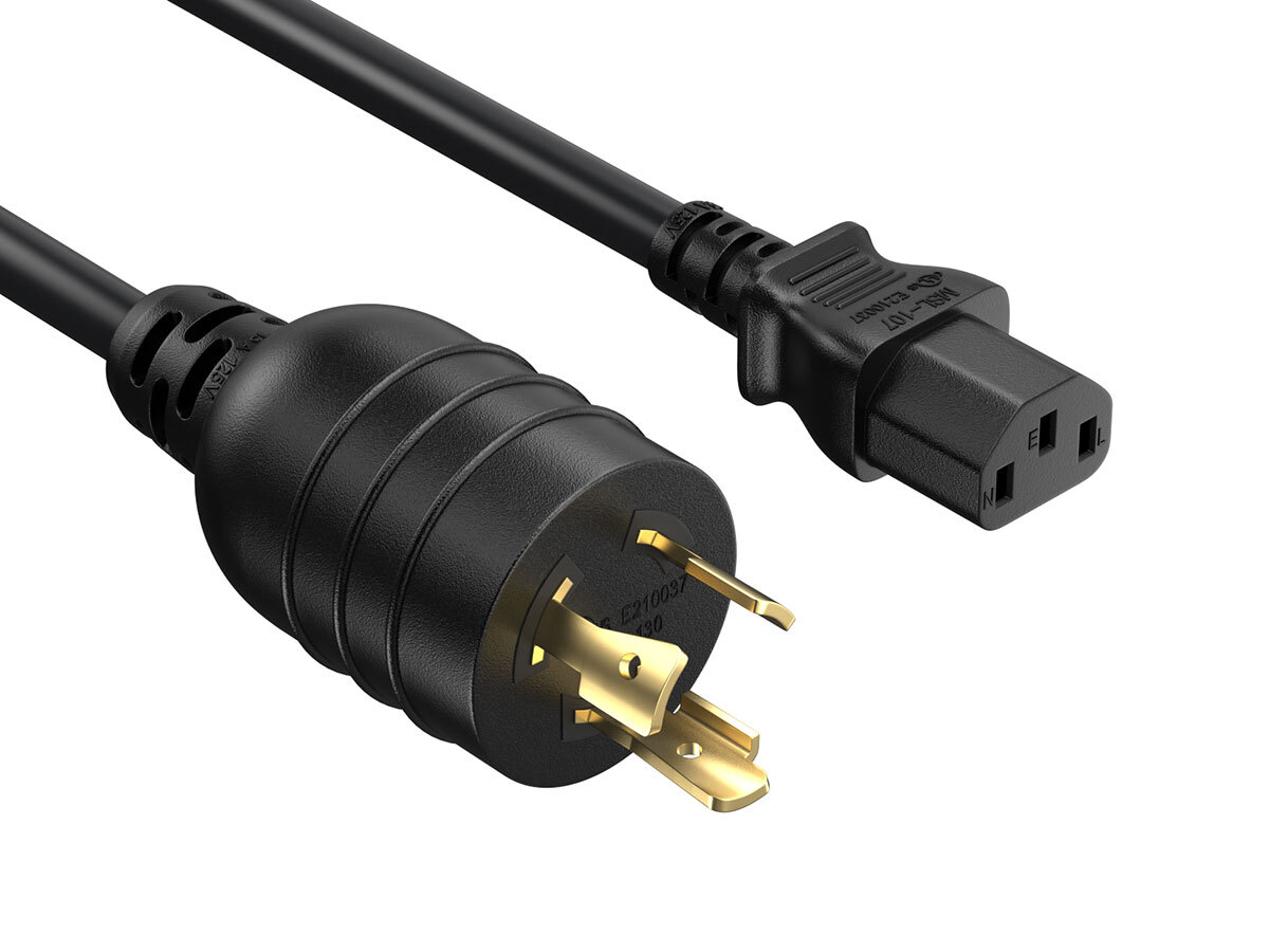 8ft NEMA L5-20P to C13 Heavy Duty Power Cord, 14 AWG, 15A/125V, Black