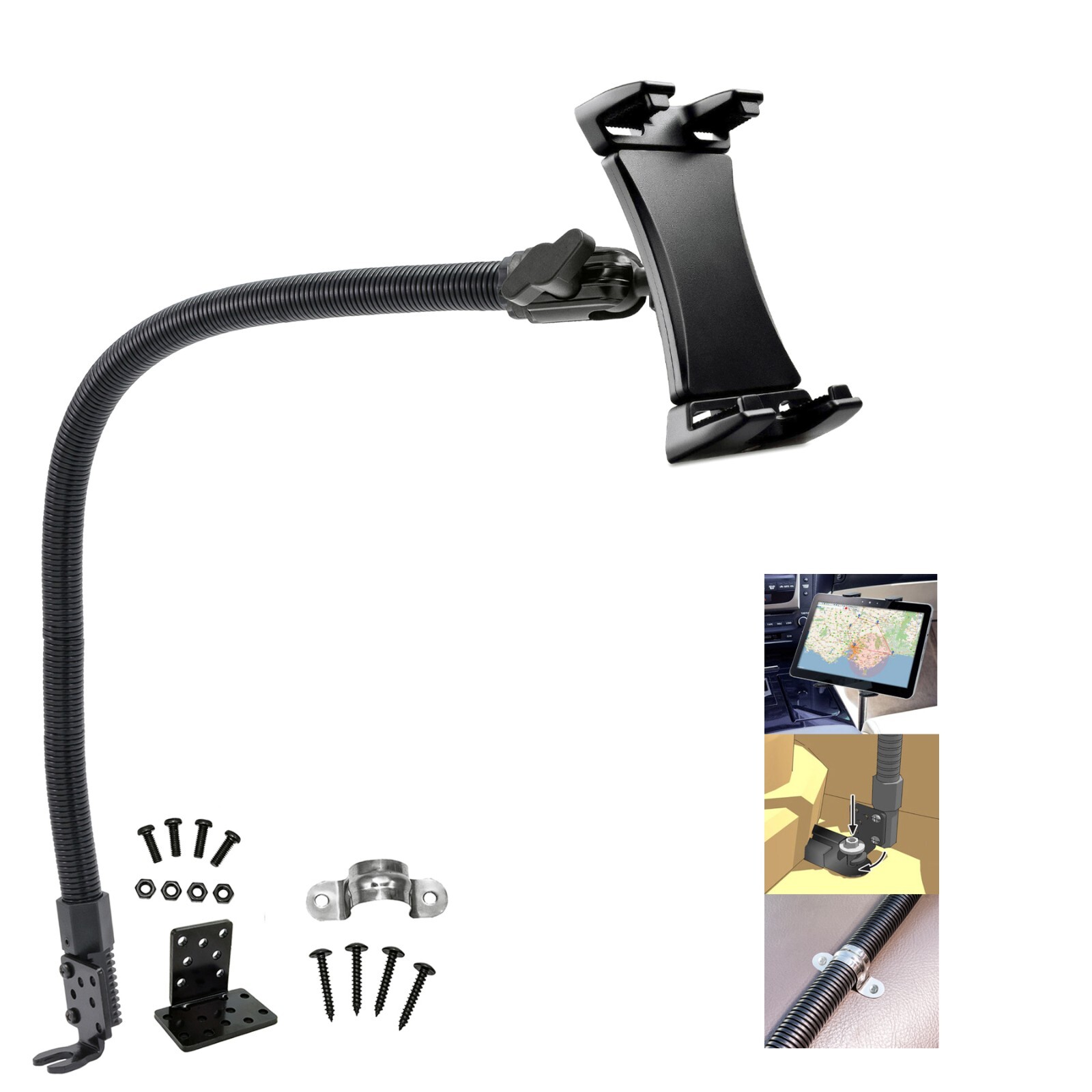 22″ Heavy Duty ELD Car Truck Fleet Truck Floor Seat mount for iPad Tablet iPhone