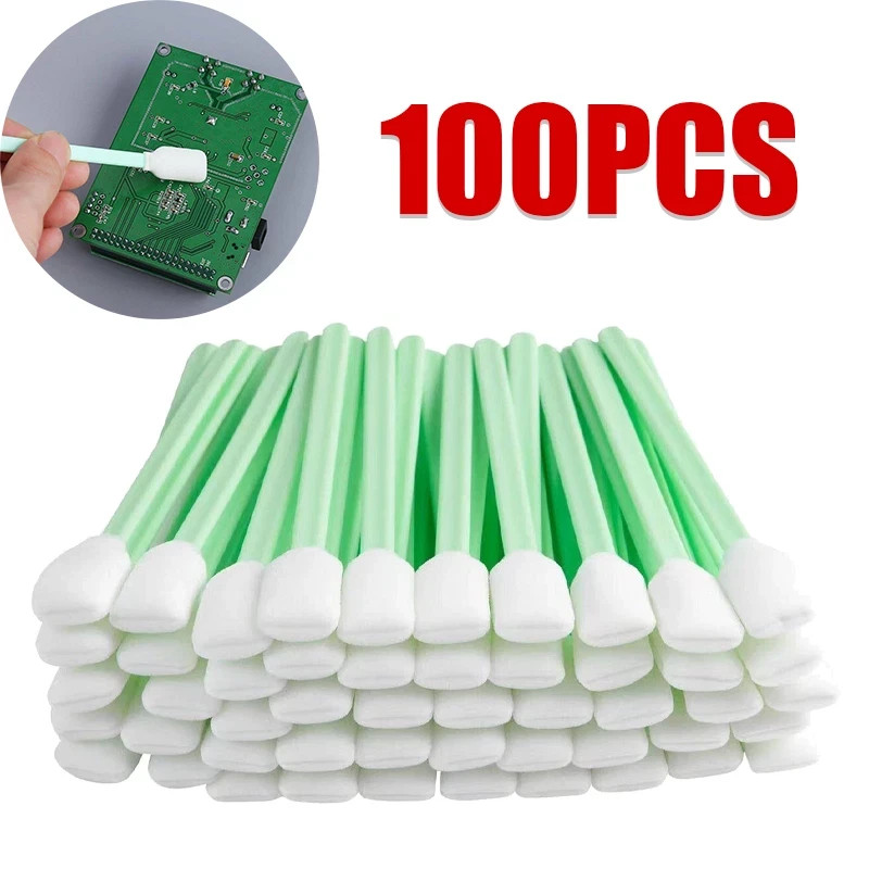 100-Pack Foam Tip Cleaning Swabs – Industrial Precision Sponge Sticks