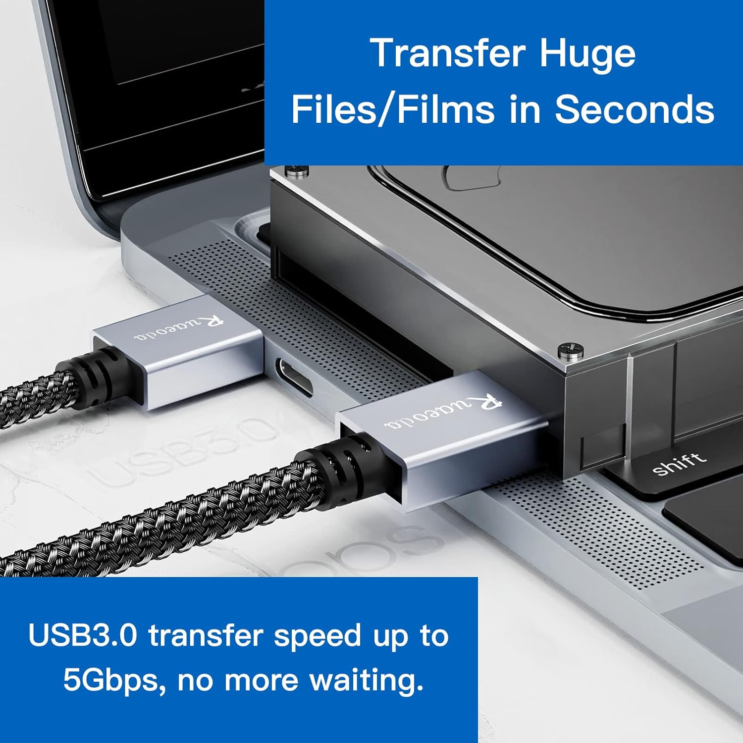 USB to USB Cable 1.5 Ft, USB 3.0 Male to Male Type a to Type a Double Sided USB