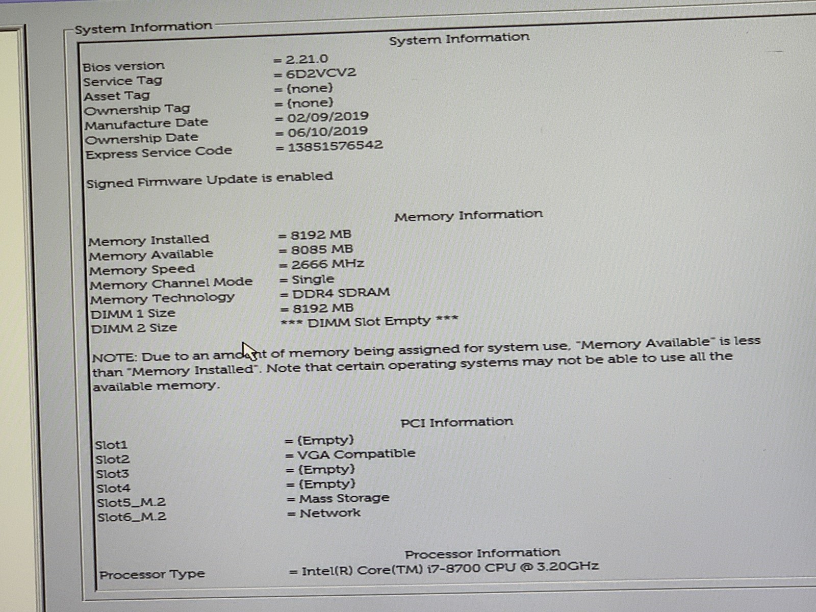 Dell Vostro 3670 Intel Core i7-8700 3.2GHz 8GB RAM 1TB SSD NVIDIA NO OS Good