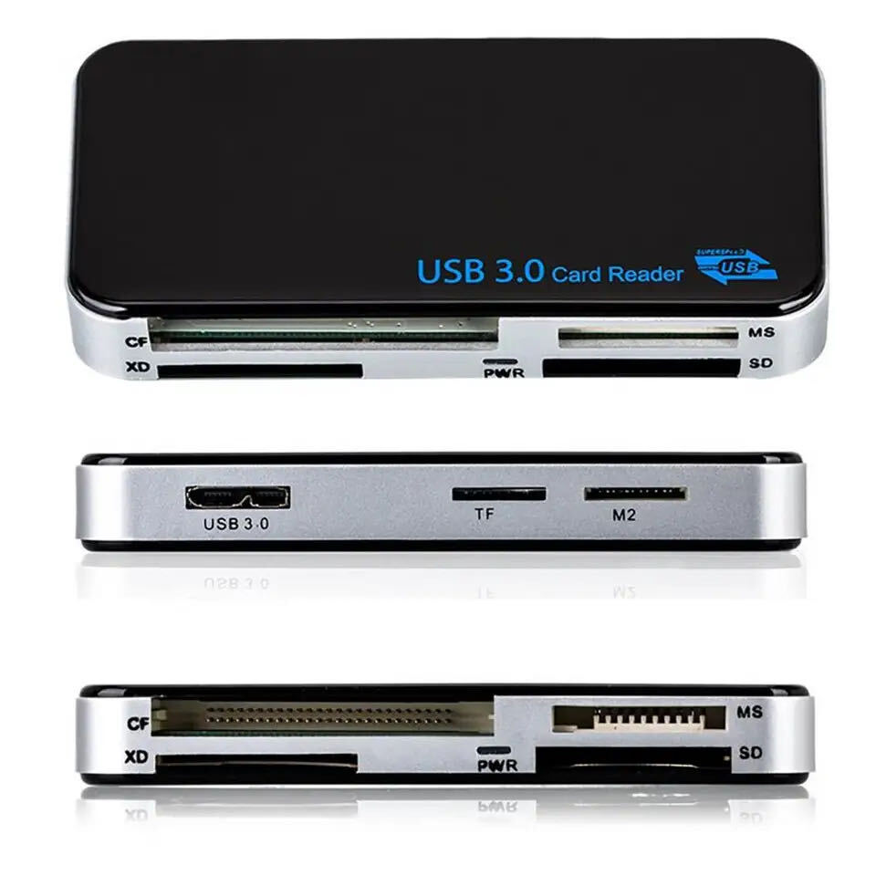 USB 3.0 Memory Card Reader Adapter 5GBPS Fit CF/TF/SD/Micro SD/XD/M2/MS Card