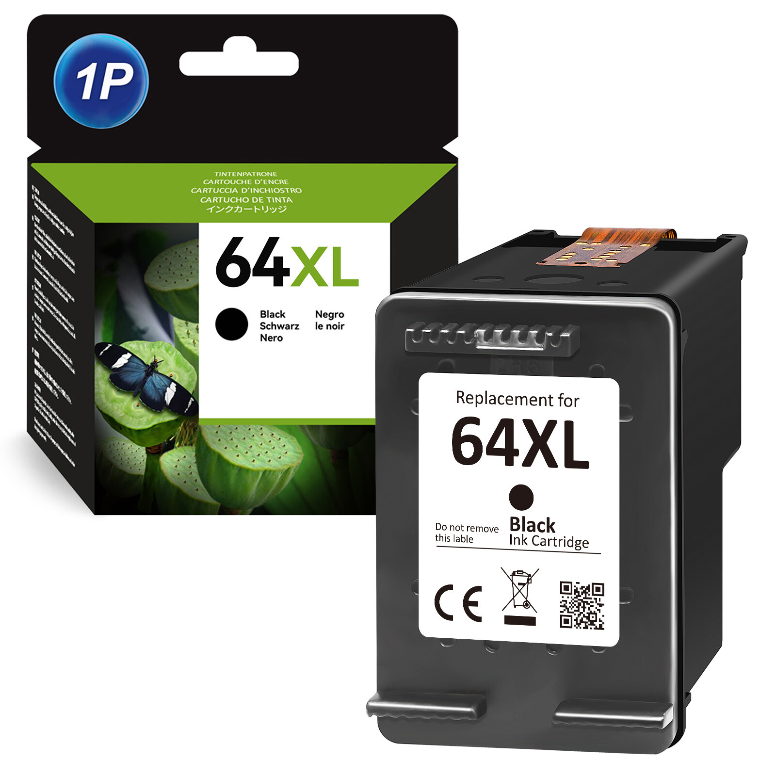64-XL Black Color Ink Cartridge 64XL for HP Envy Photo 7155 7855 7858 6255 6252