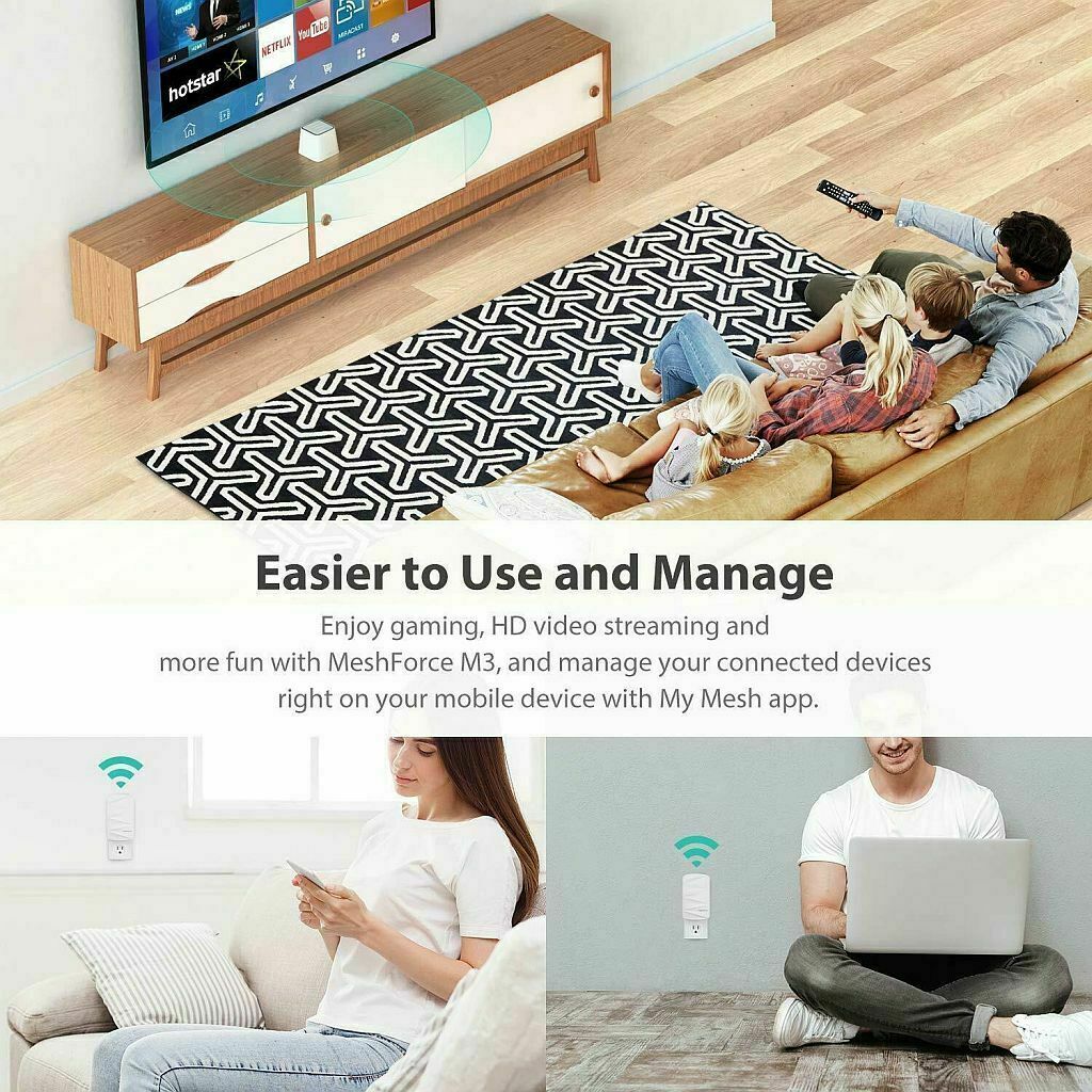 MeshForce Whole Home Mesh WiFi System M3 Suite (1 WiFi Point 1 WiFi Dot)