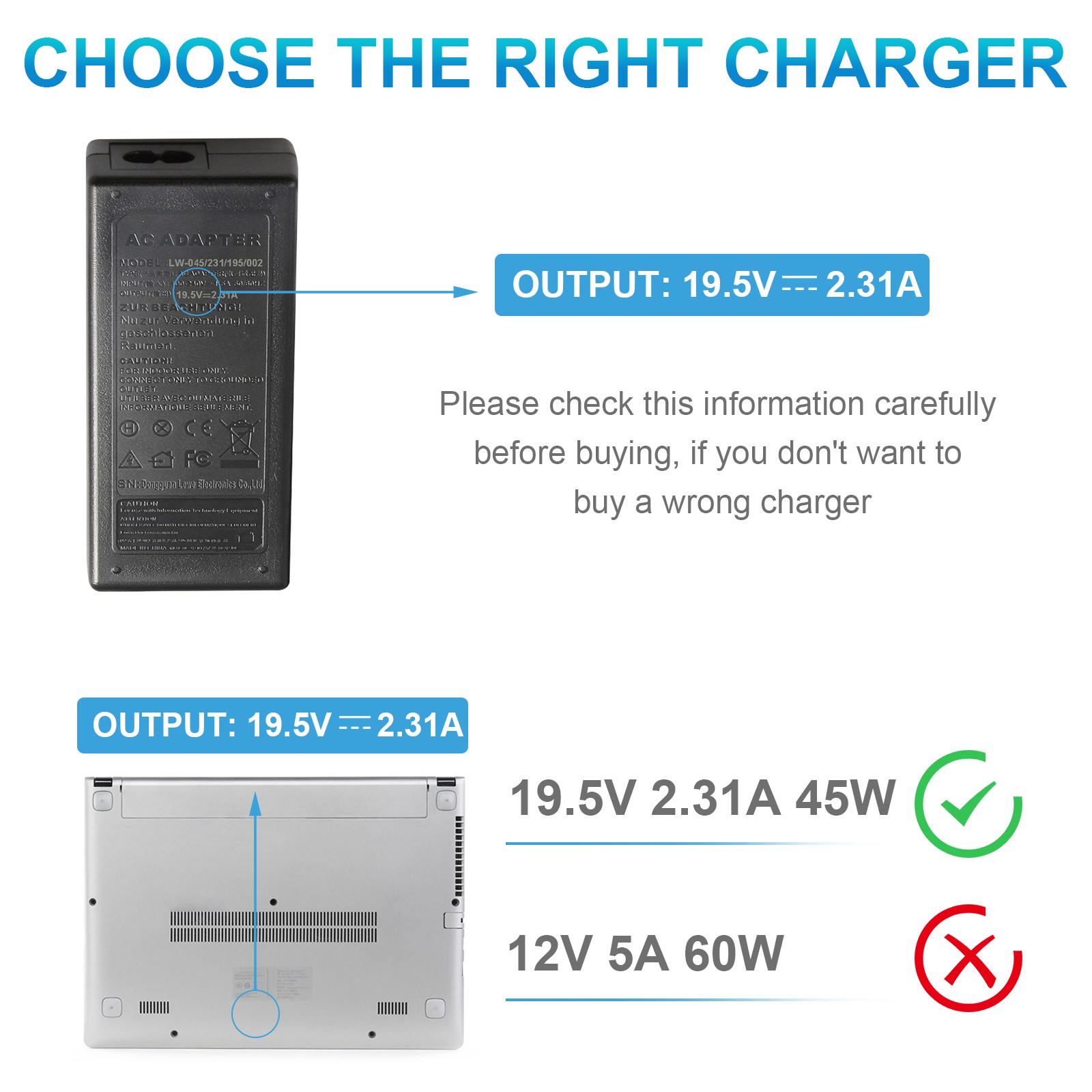 45W 19.5V 2.31A AC Adapter Charger For Hp Pavilion Laptop Model 15 Power Cord