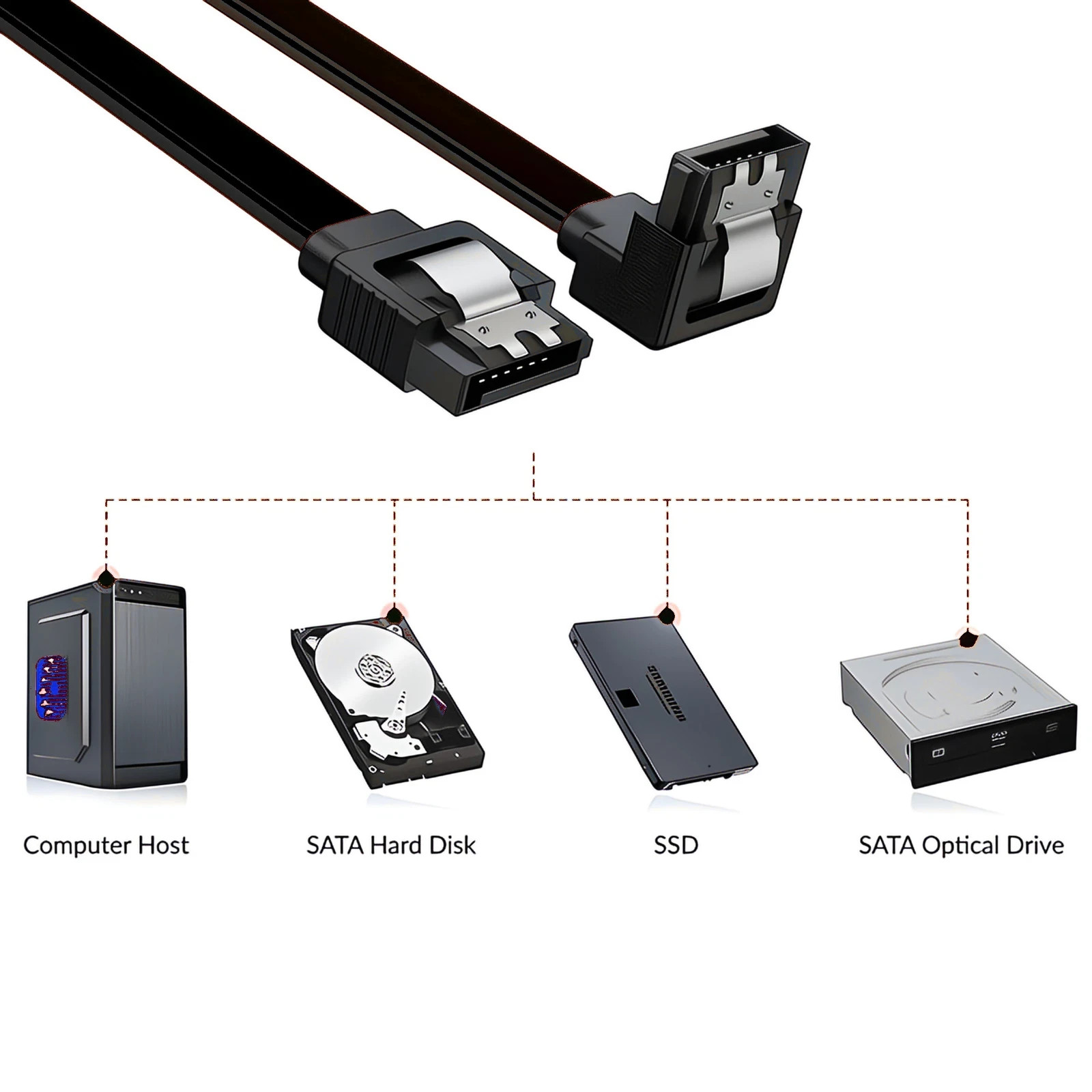6x 18″ SATA 3.0 Cable SATA3 III 6GB/s Right Angle SSD HDD Hard Drive, Blue
