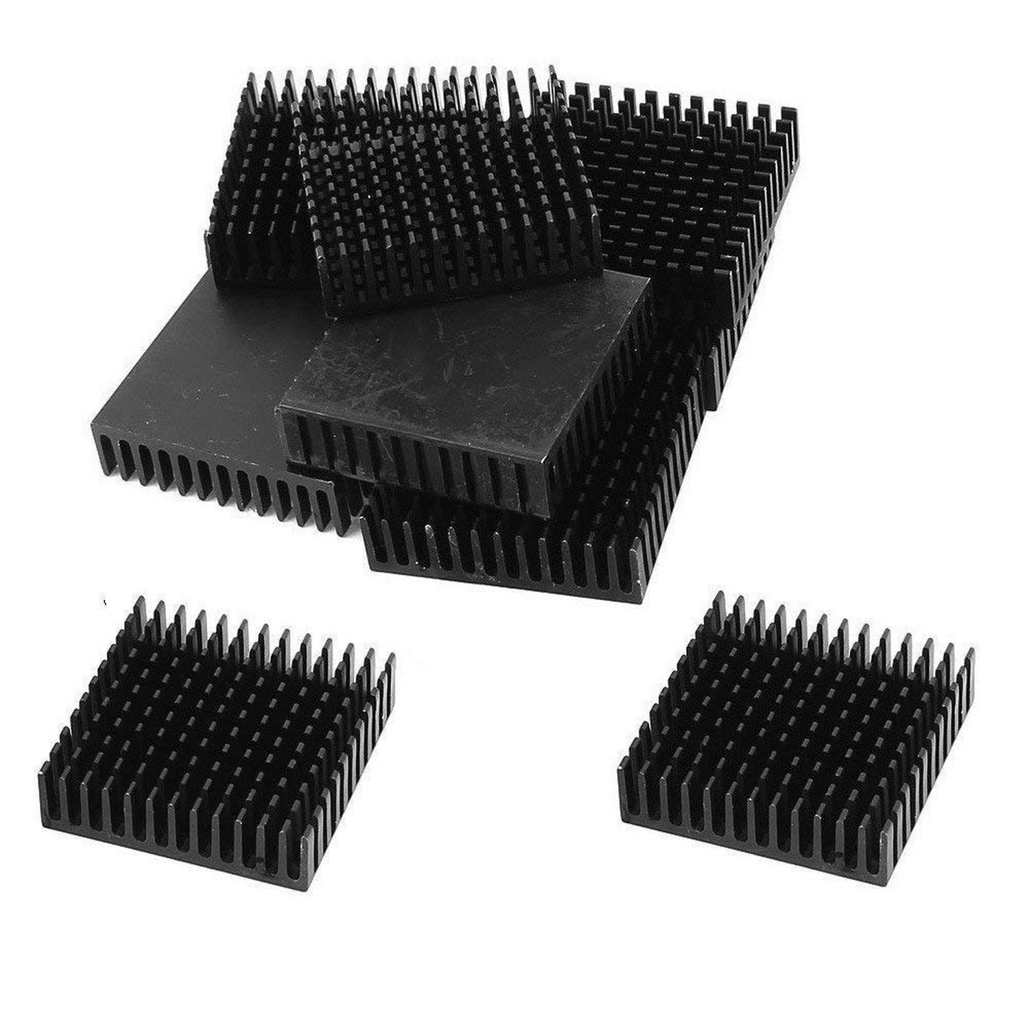 12 Pcs Aluminium 40 x 40 x 11mm Square Heatsink Cooling Cooler Fin Black