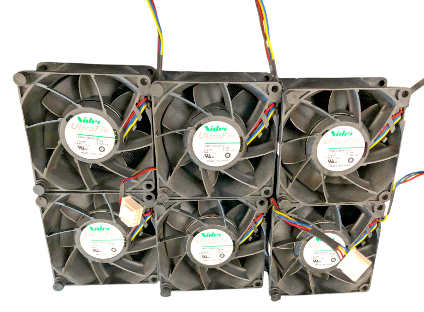 LOT of SIX – Nidec V80E12BUA7-07 12VDC 2.84A 8038 8cm 4pin Cooling Fans