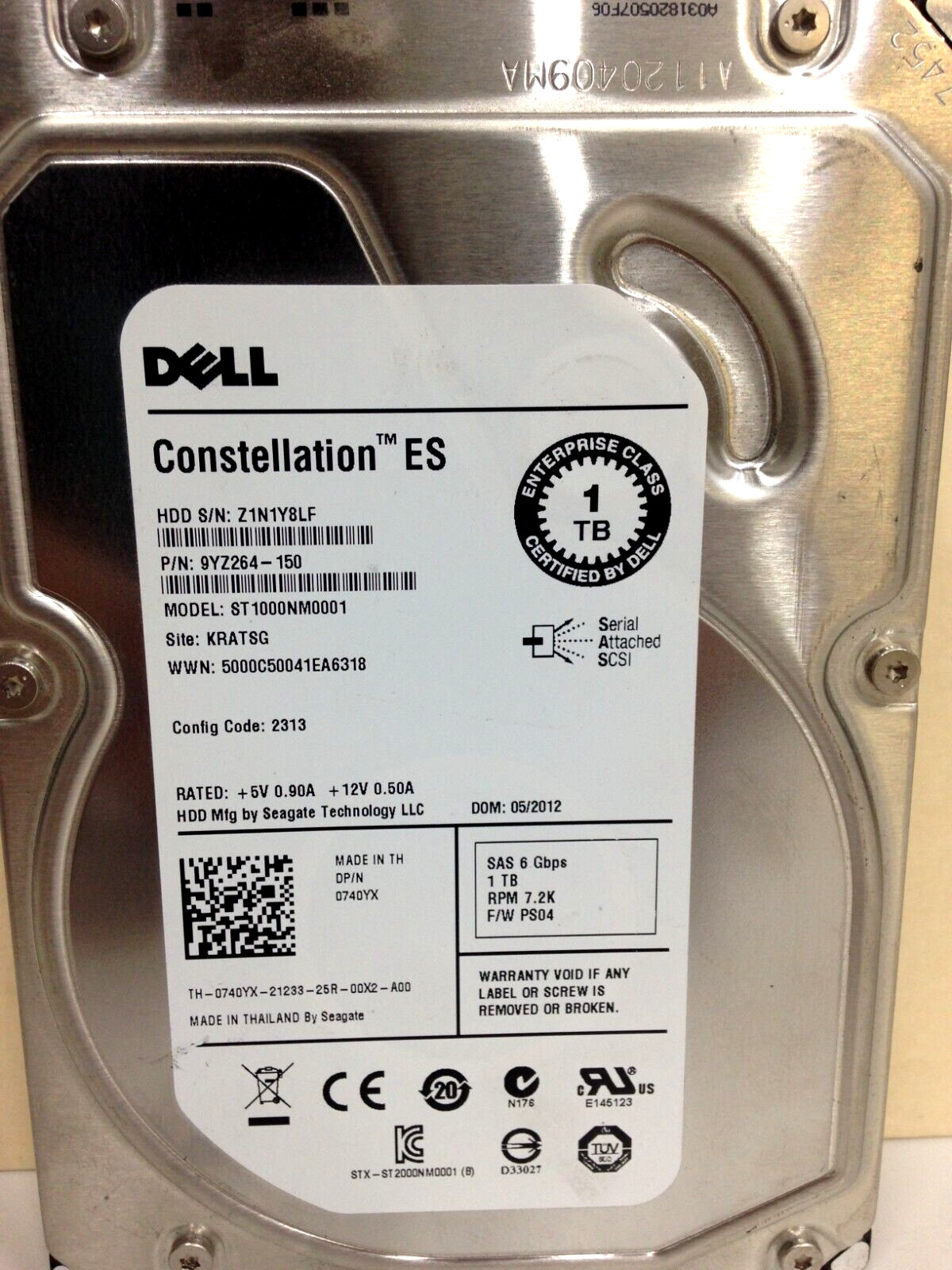 DELL 1TB 7.2K 6G 3.5IN SAS HDD ST1000NM0001 9YZ264-150 TESTED