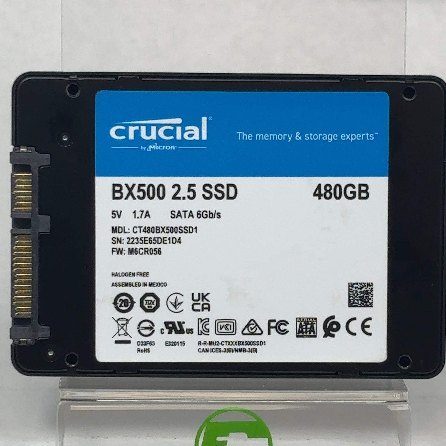 Crucial 2.5″ BX500 480GB Sata 6Gb/s SSD CT480BX500SSD1