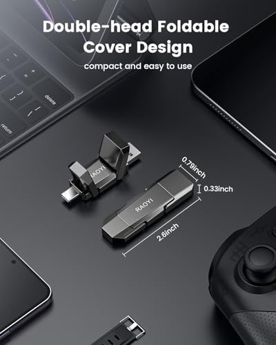 256GB USB C External SSD – 2-in-1 Portable Solid State Drive, 450MB/s Dual USB 3