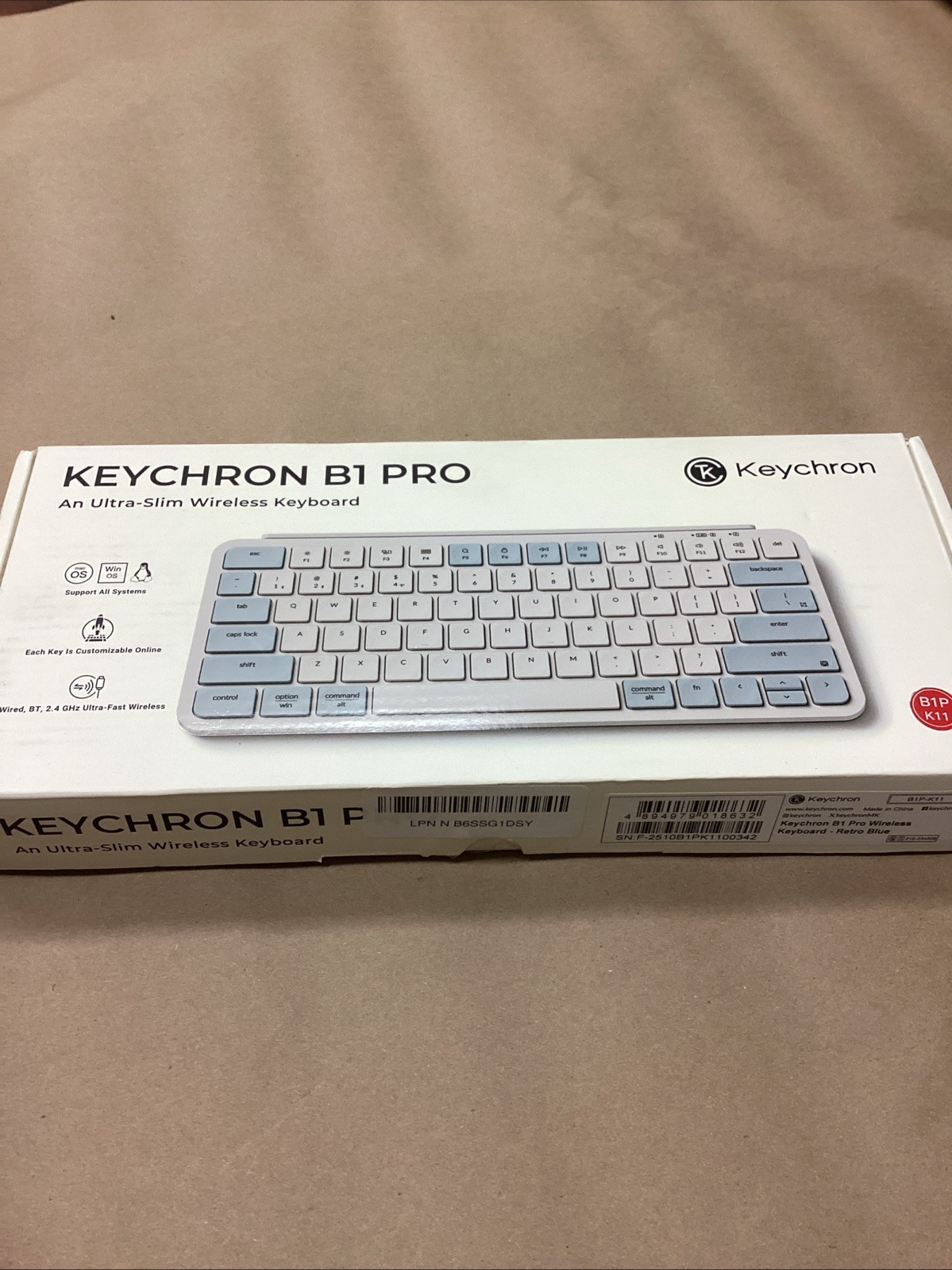 Keychron B1 Pro Wireless Keyboard Ultra-Slim 2.4G Bluetooth Space Gray B1P-K1