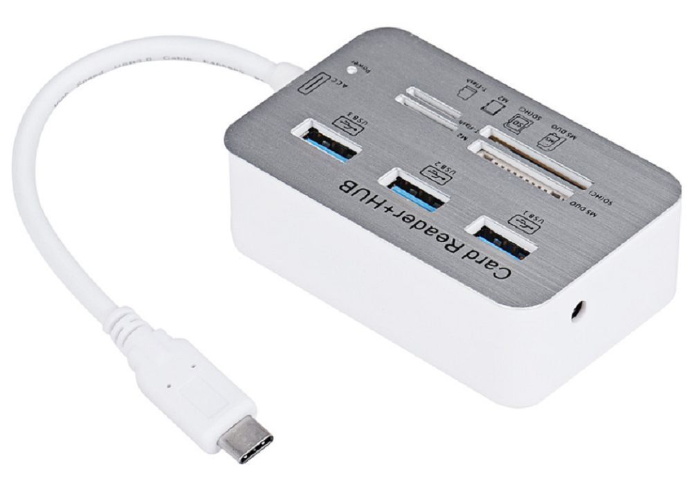 USB 3.1 Type C To 3 Port USB 3.0 Hub Combo MS SD M2 TF Card Reader for PC Laptop